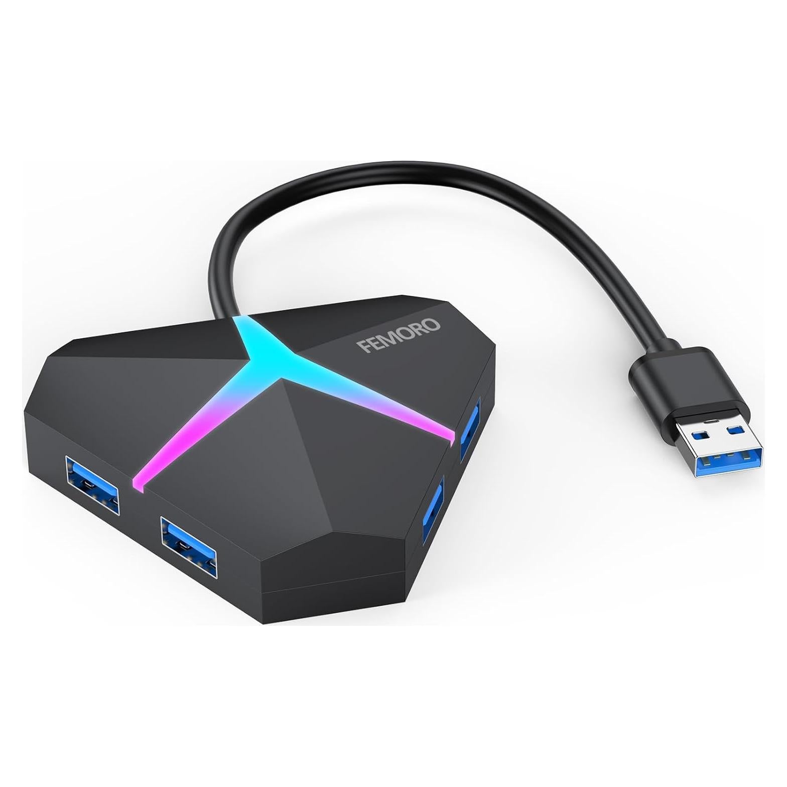 Hub USB 3.0 FEMORO 4 Puertos Alta Velocidad 5Gbps