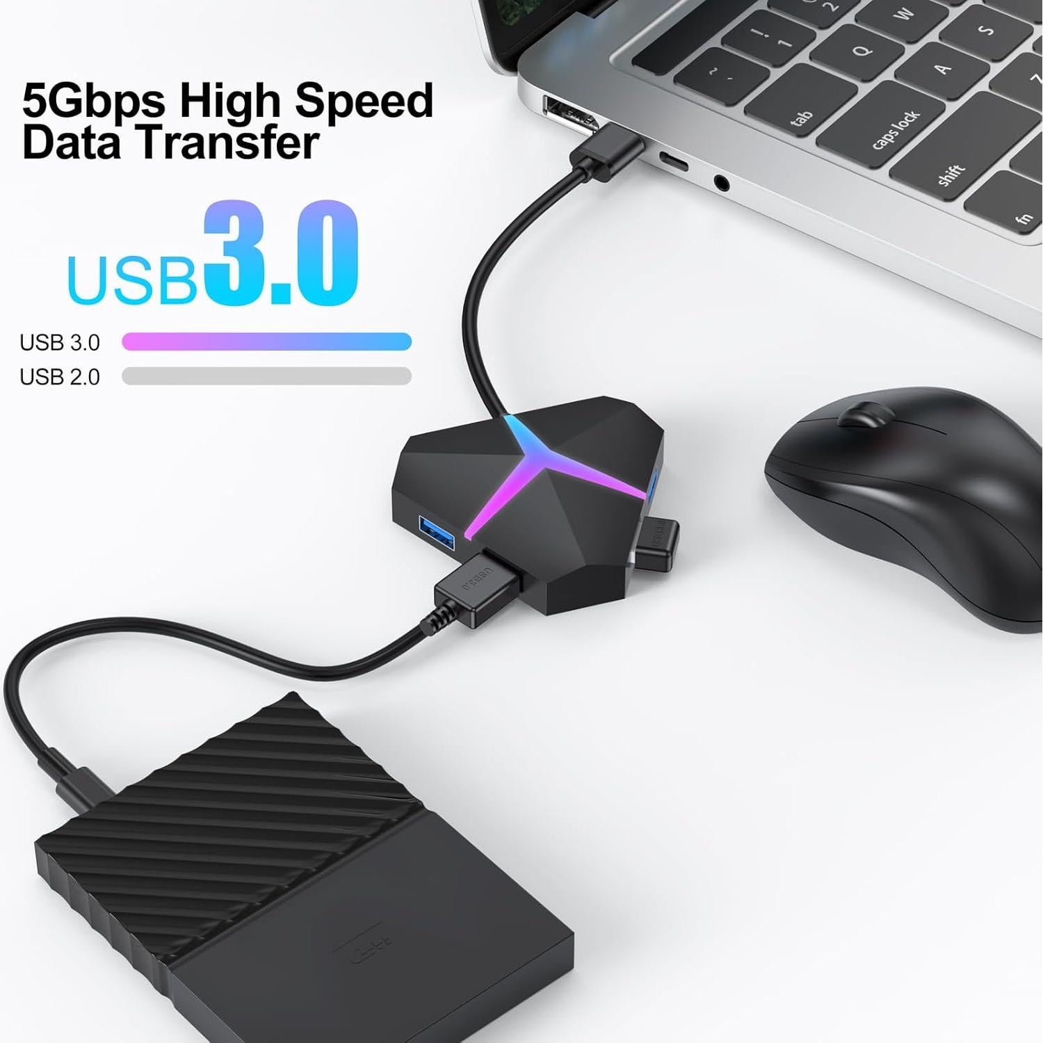 Hub USB 3.0 FEMORO 4 Puertos Alta Velocidad 5Gbps