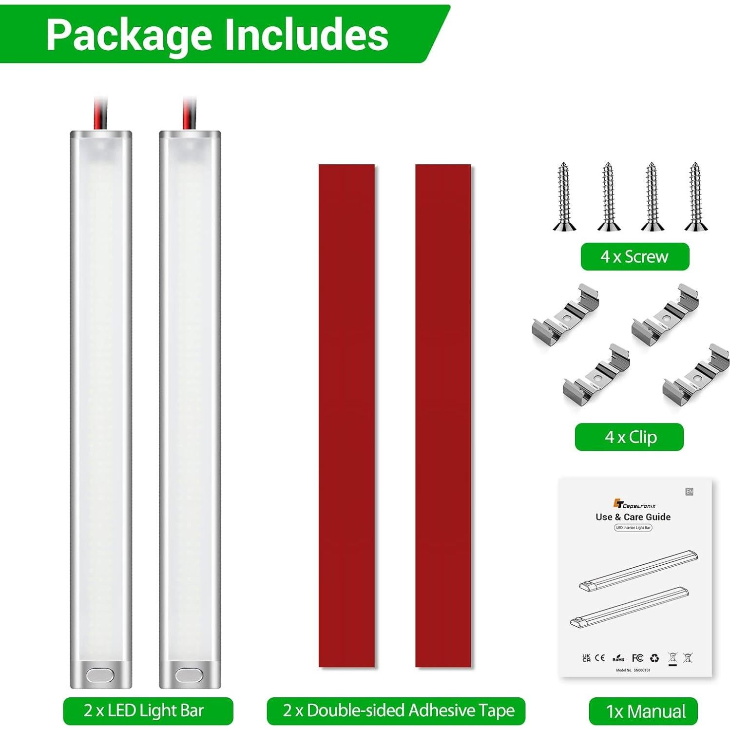 Barra de Luz LED Interior CT CAPETRONIX 12V 168 LEDs 1700LM