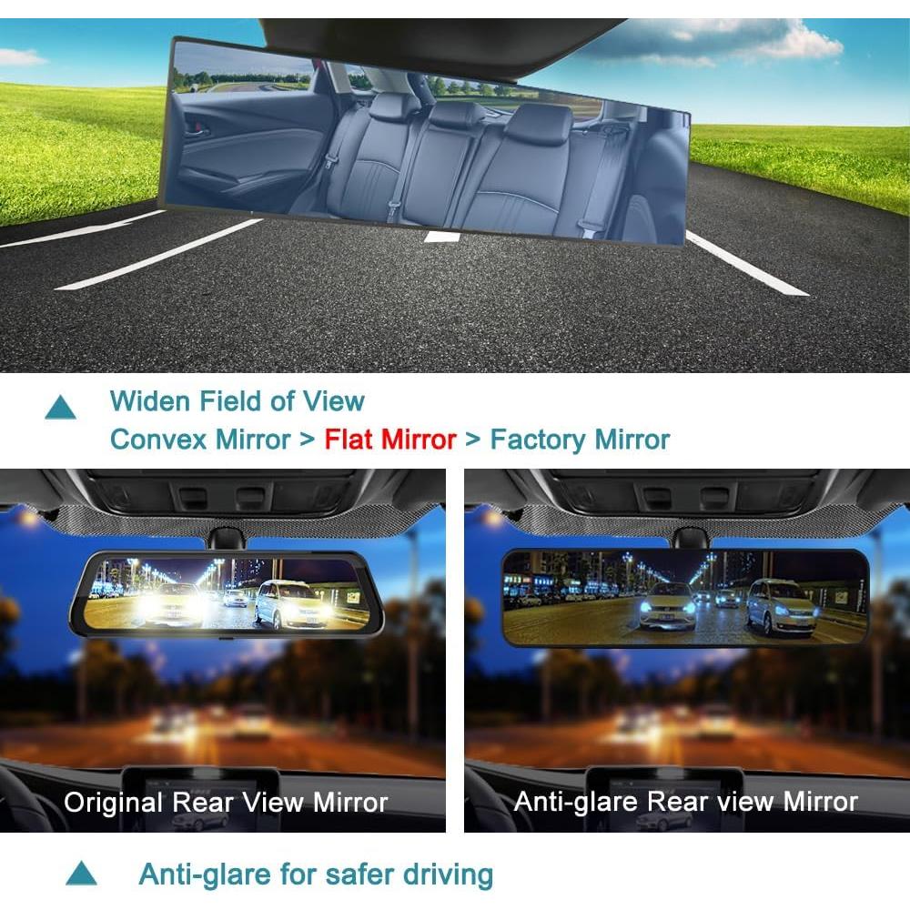 Espejo Retrovisor Antideslumbrante SkycropHD 290mm Plano Azul