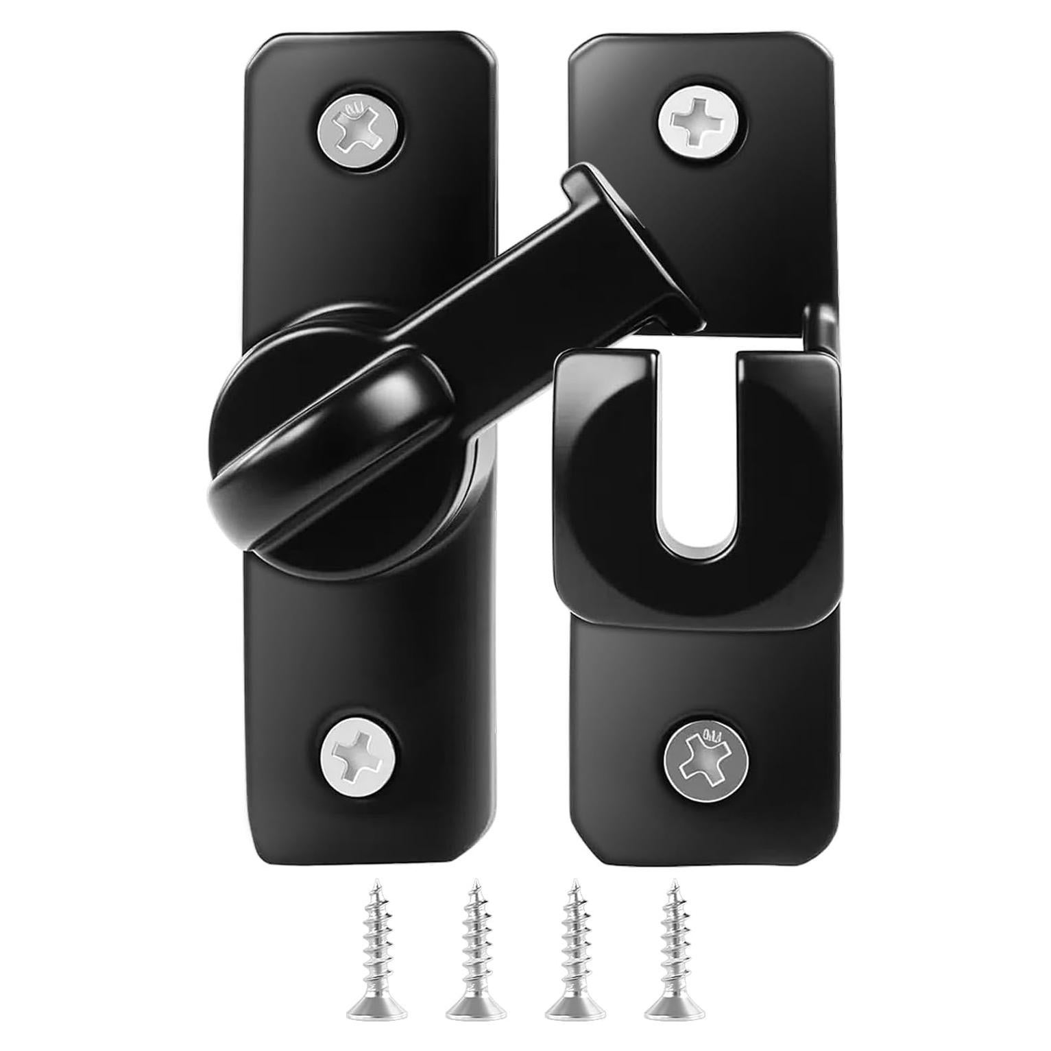 Cerradura de puerta de granero Quadafy 90/180° negra - 1 pieza