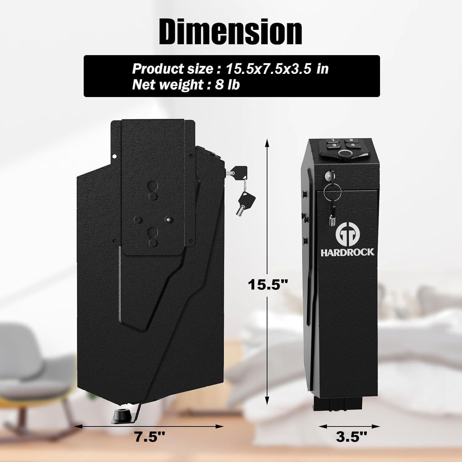 Caja Fuerte Biométrica HARDROCK para Pistolas - Acceso Rápido