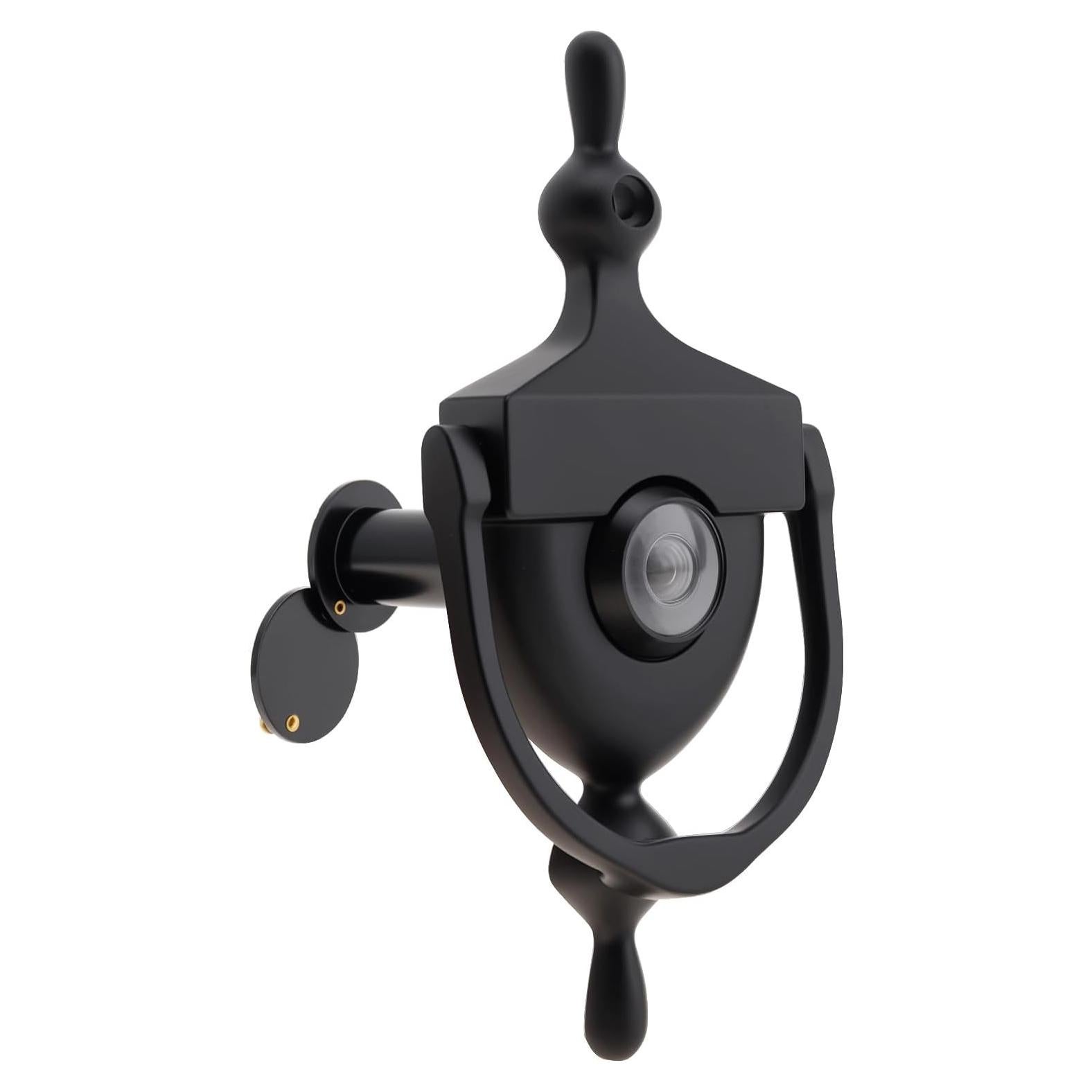 Golpeador de Puerta con Mirador HOJLKLD 15.24 cm Negro