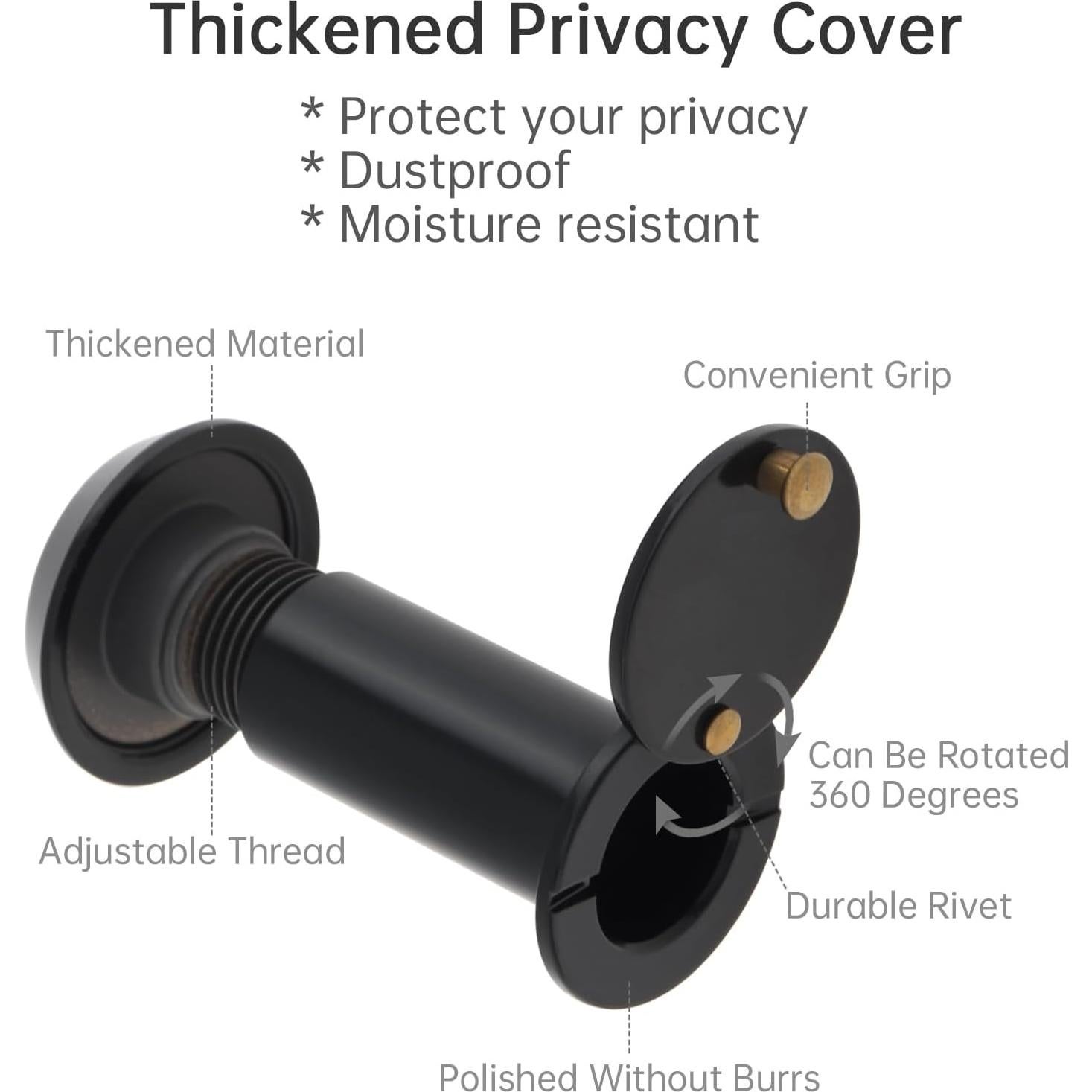 Golpeador de Puerta con Mirador HOJLKLD 15.24 cm Negro