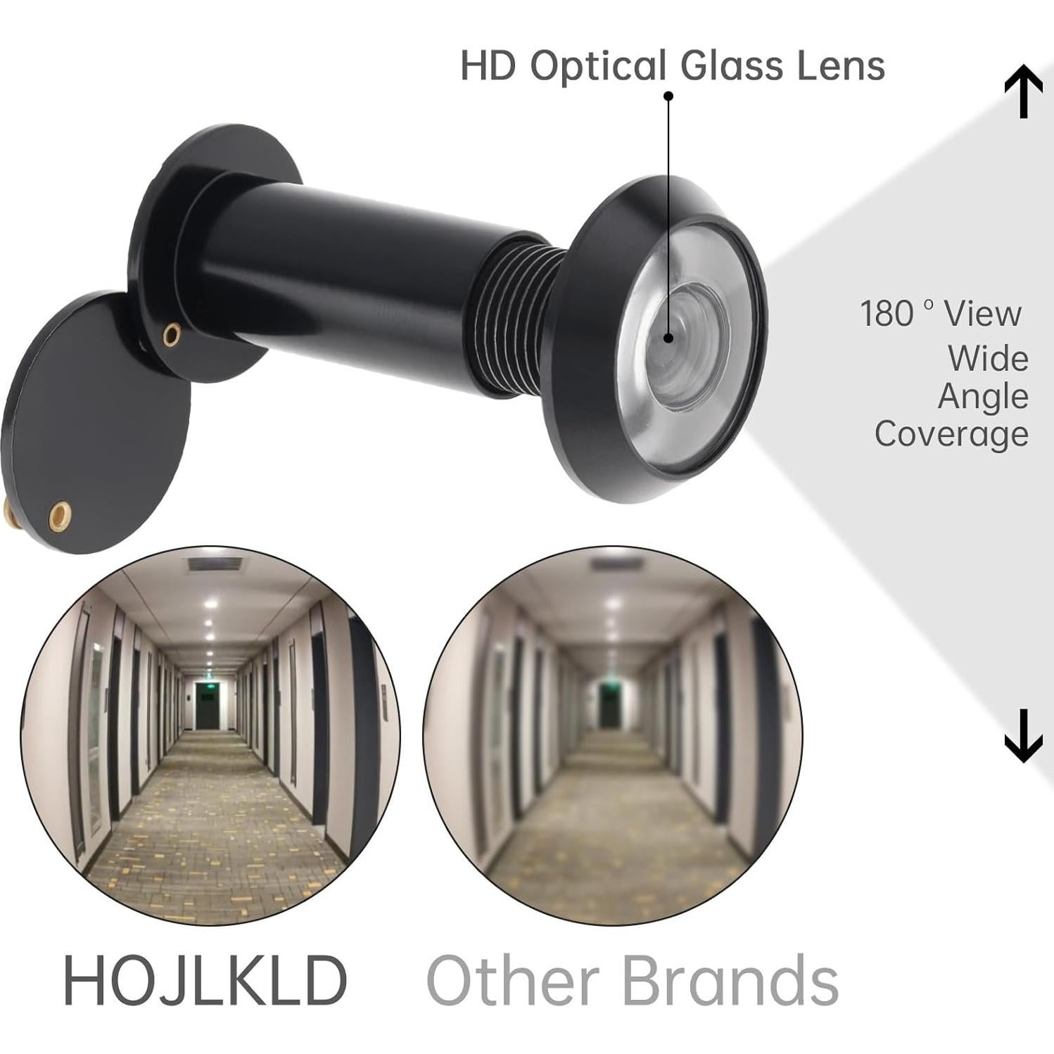 Golpeador de Puerta con Mirador HOJLKLD 15.24 cm Negro