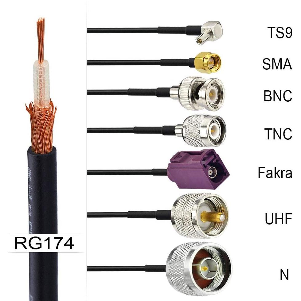 Cable Coaxial RG174 Superbat 5.18m 50 Ohm para Radio DIY