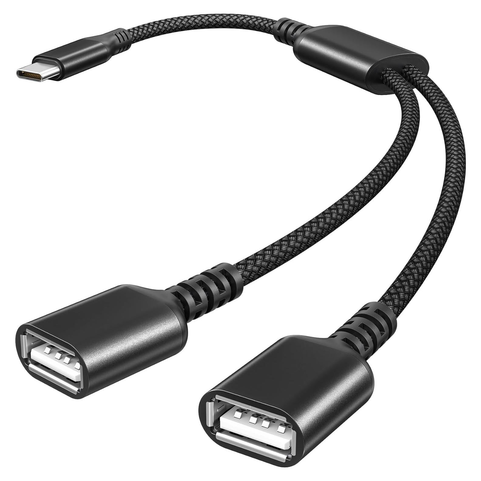 Adaptador USB C a Doble USB A 1FT Basesailor Negro
