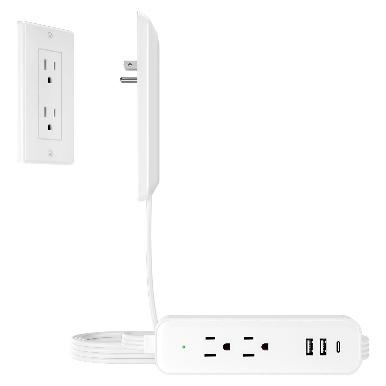 Regleta de Enchufe Plano OKCHILD 3 Salidas AC 3 USB 0.91m