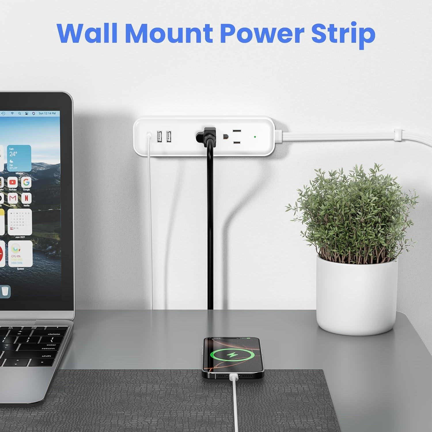 Regleta de Enchufe Plano OKCHILD 3 Salidas AC 3 USB 0.91m