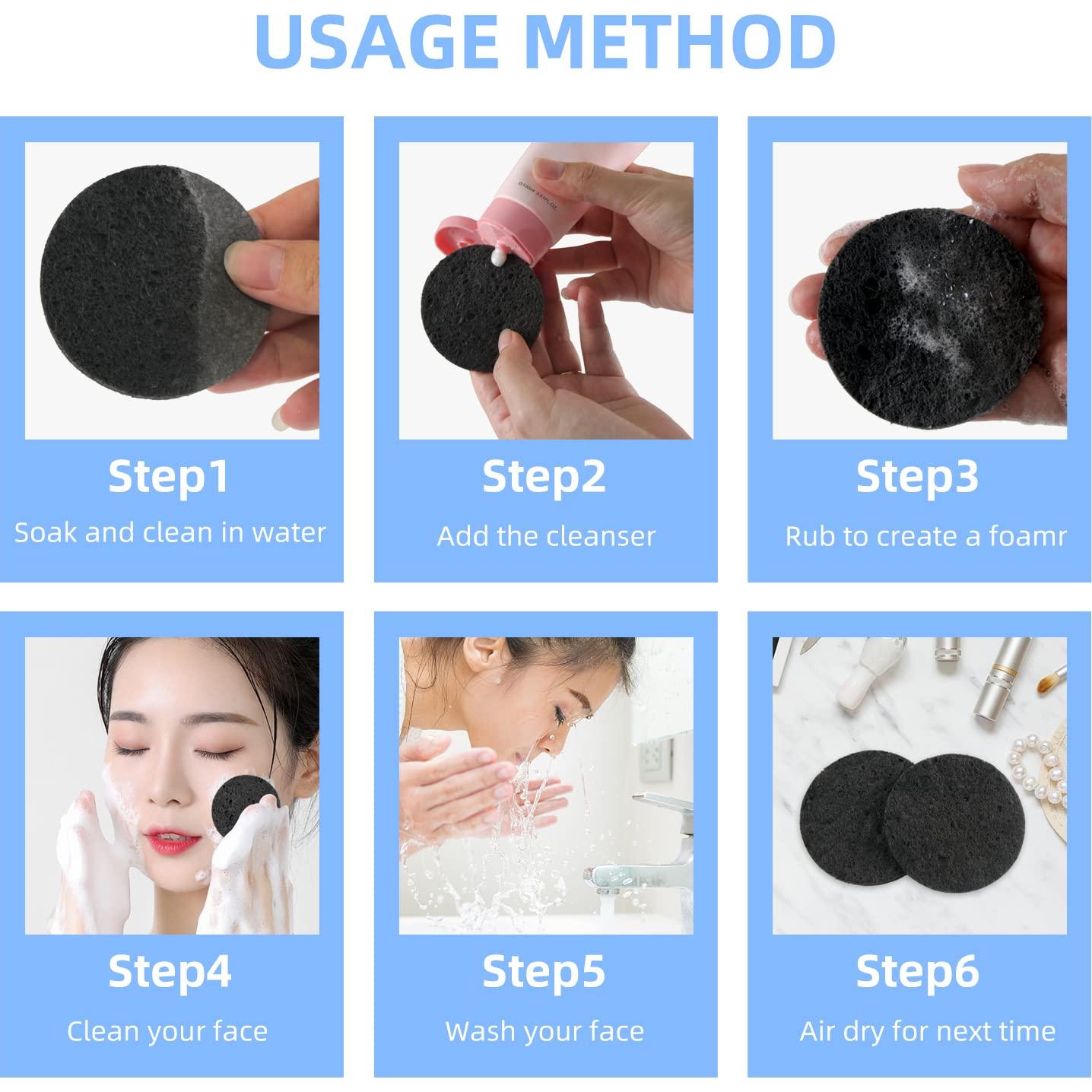 Esponjas Faciales Comprimidas 100 Unidades Celulosa Natural Negra