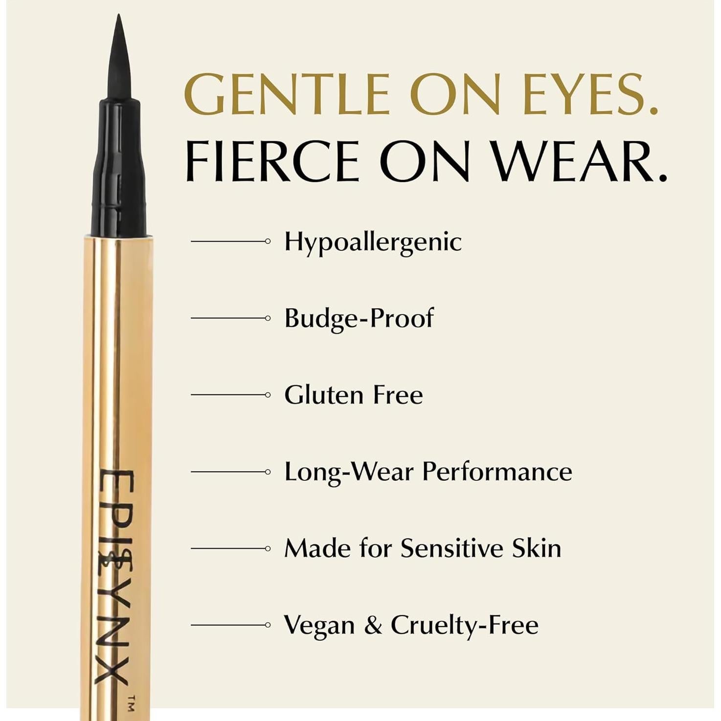 Eyeliner Líquido Impermeable EpiLynx 2mL Negro Vegano