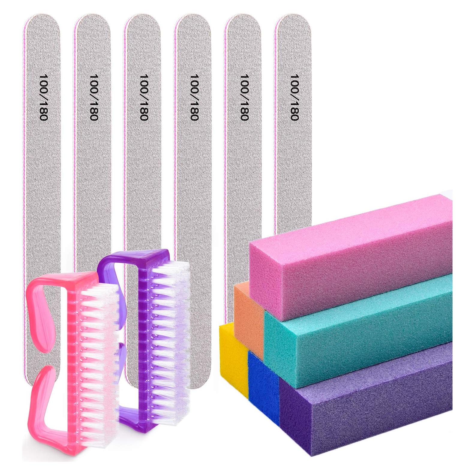 Kit de Cuidado de Uñas MORGLES 6 Archivos 6 Bloques 2 Cepillos