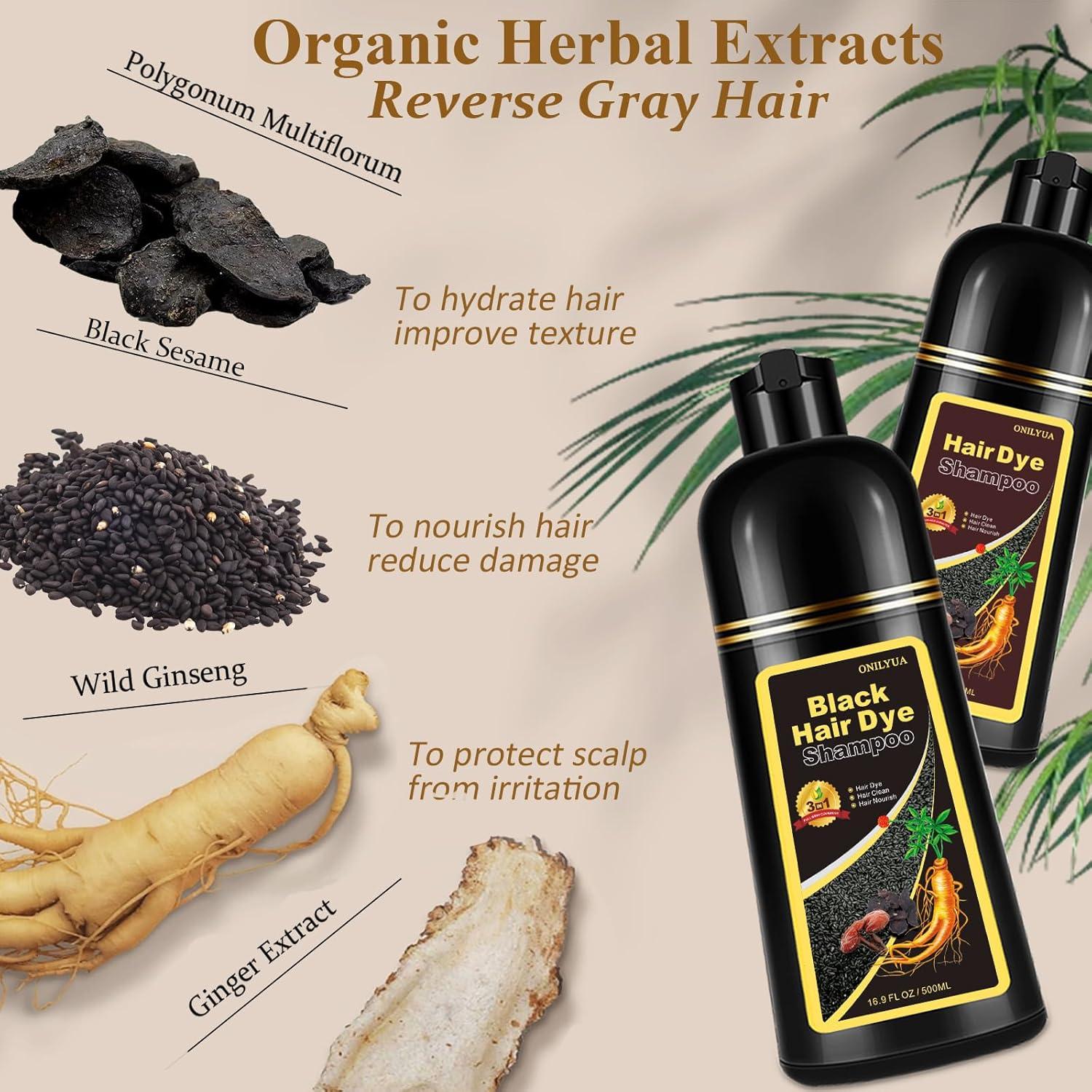 Champú Tinte Negro 3-en-1 iemokoda - Cobertura 100% Canas