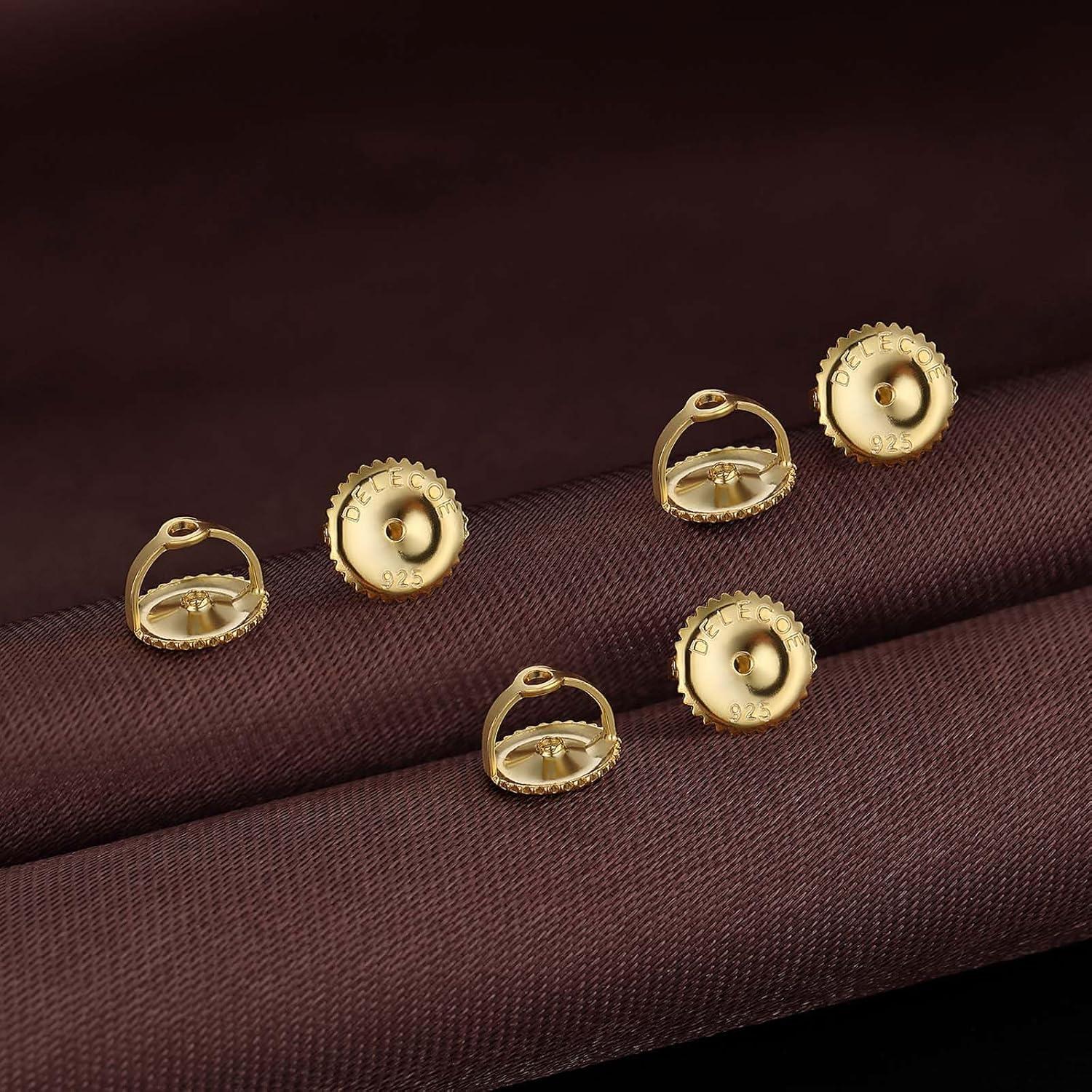 Respaldos de Tornillo DELECOE 14K Oro Blanco y Plata 925 Hipoalergénicos