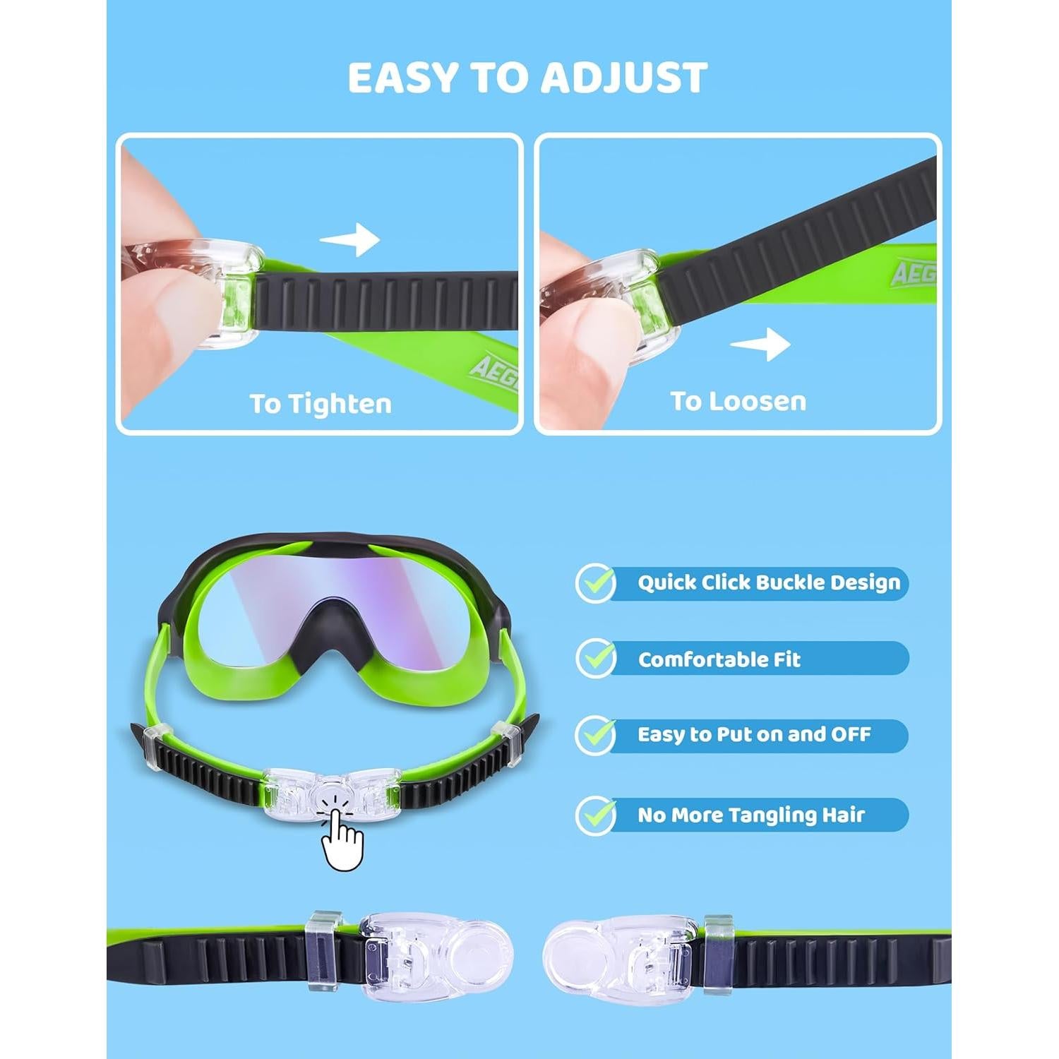 Gafas de Natación Aegend para Niños 3-15 Años Antivaho UV