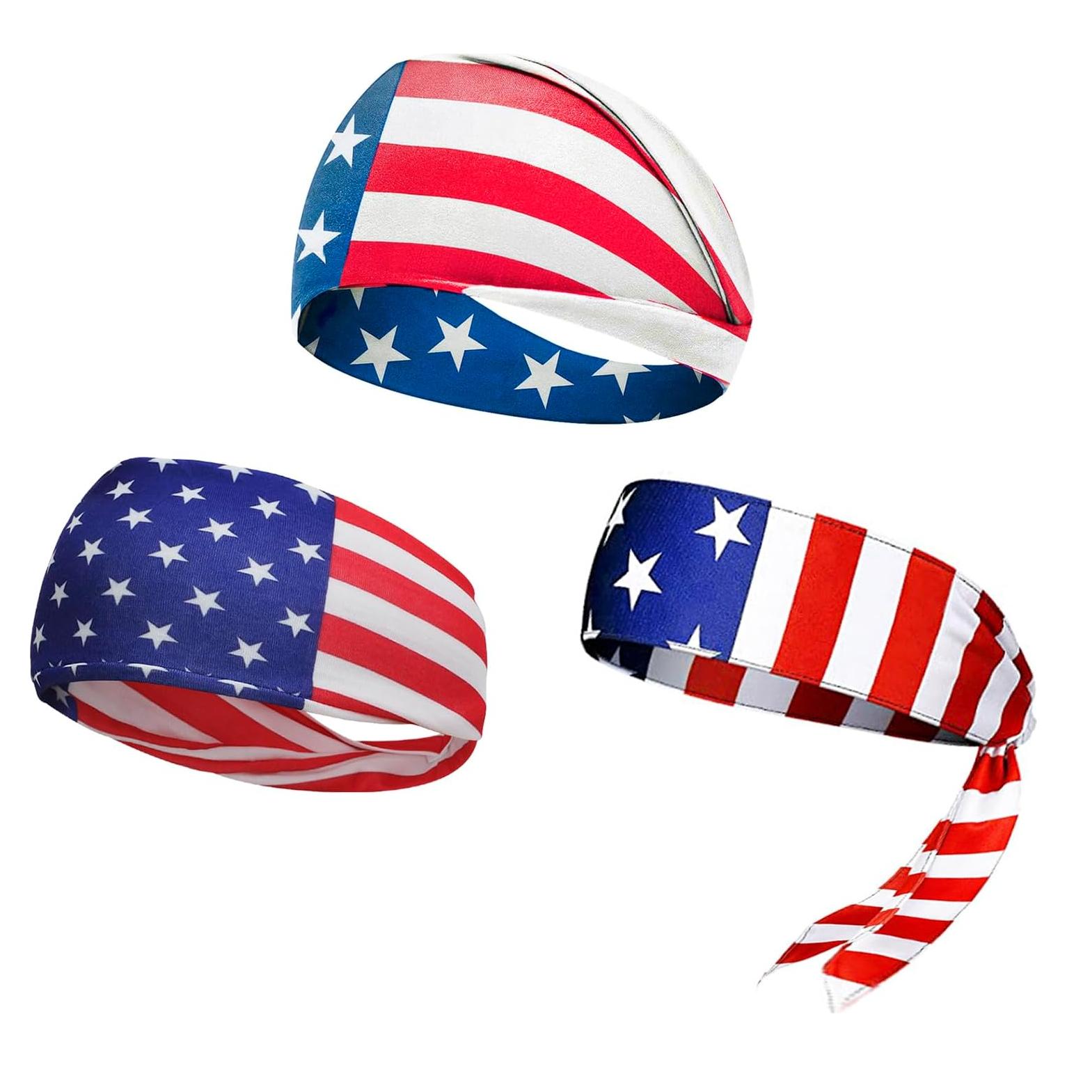 3 Bandas de Sudor JIAHG Bandera EE. UU. Elásticas Absorbentes