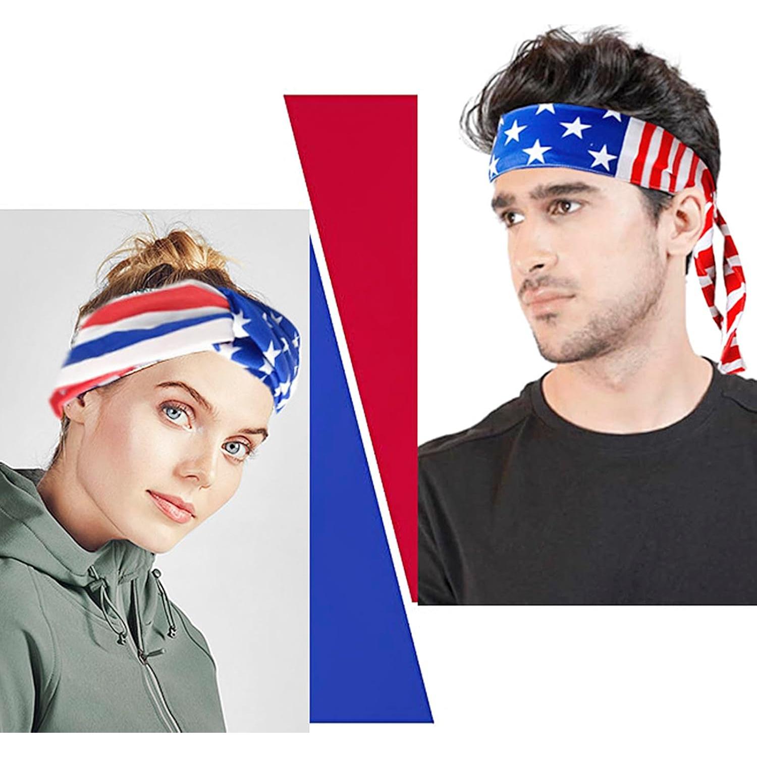 3 Bandas de Sudor JIAHG Bandera EE. UU. Elásticas Absorbentes