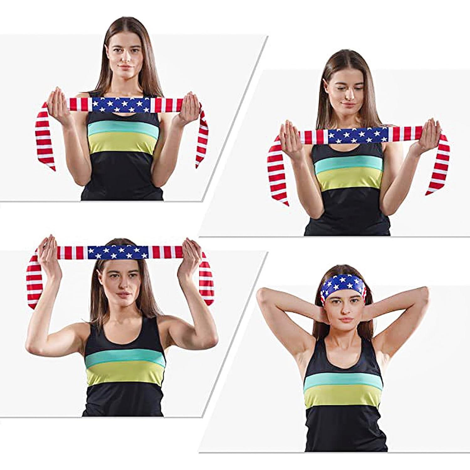 3 Bandas de Sudor JIAHG Bandera EE. UU. Elásticas Absorbentes