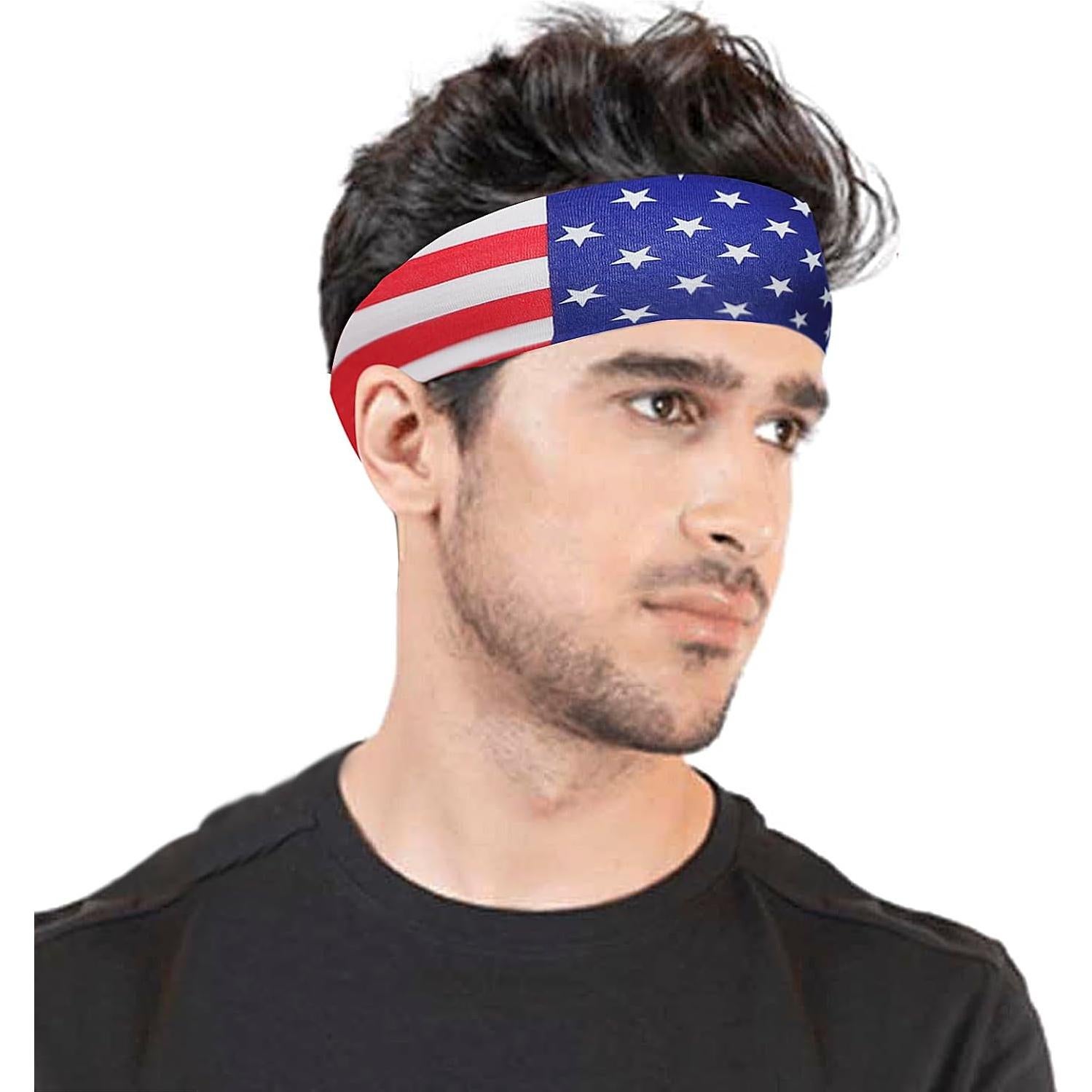 3 Bandas de Sudor JIAHG Bandera EE. UU. Elásticas Absorbentes