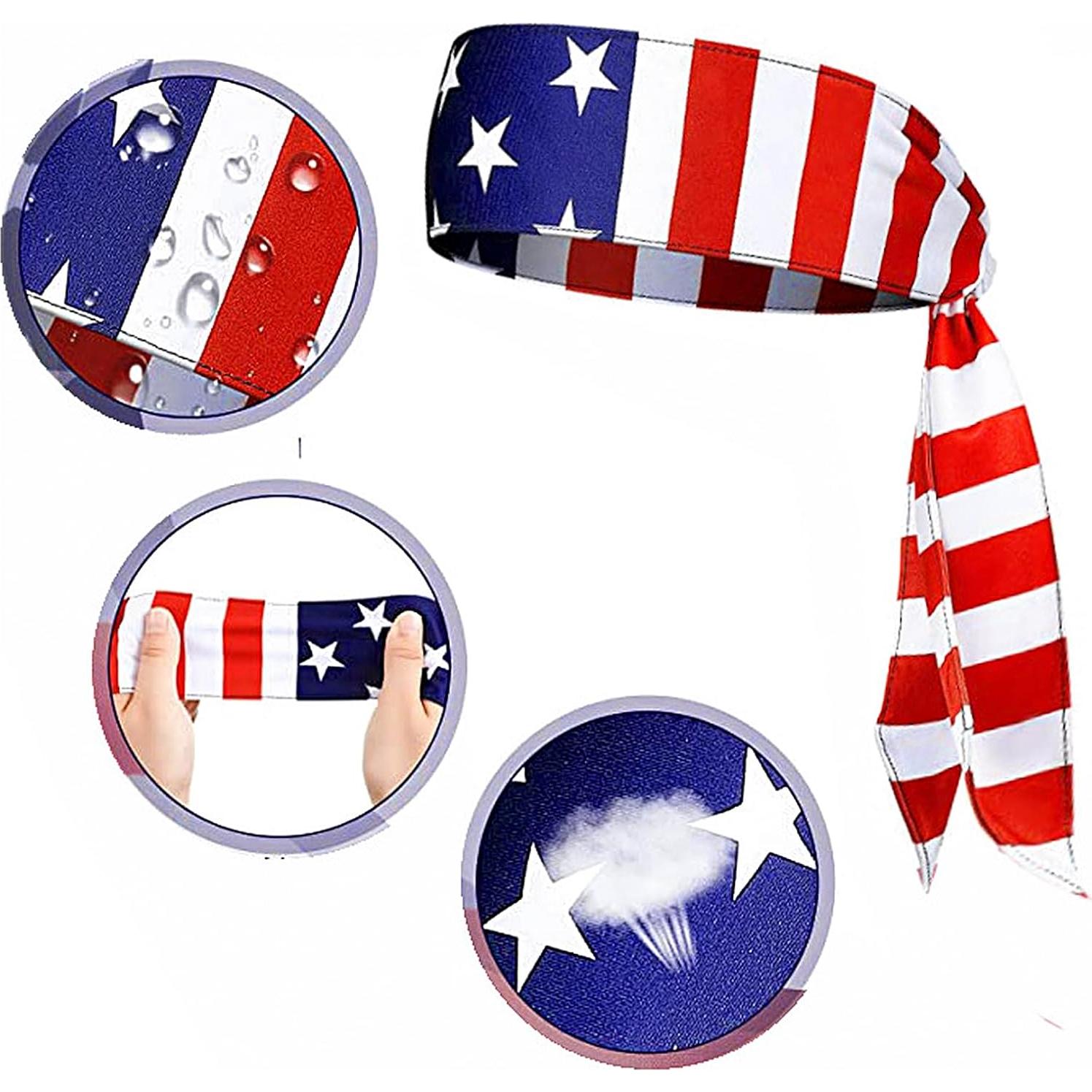 3 Bandas de Sudor JIAHG Bandera EE. UU. Elásticas Absorbentes