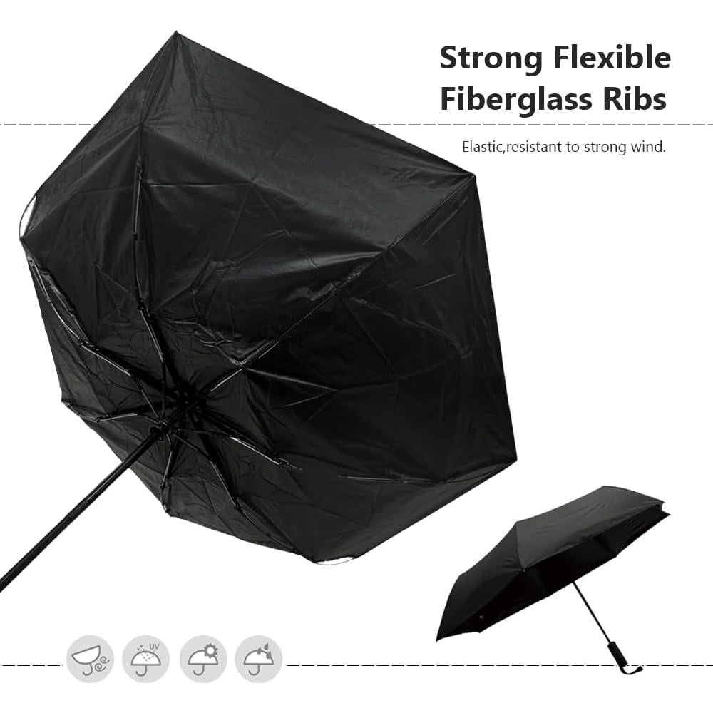 Paraguas Automático Plegable KASAN Negro 99 cm UV y Lluvia