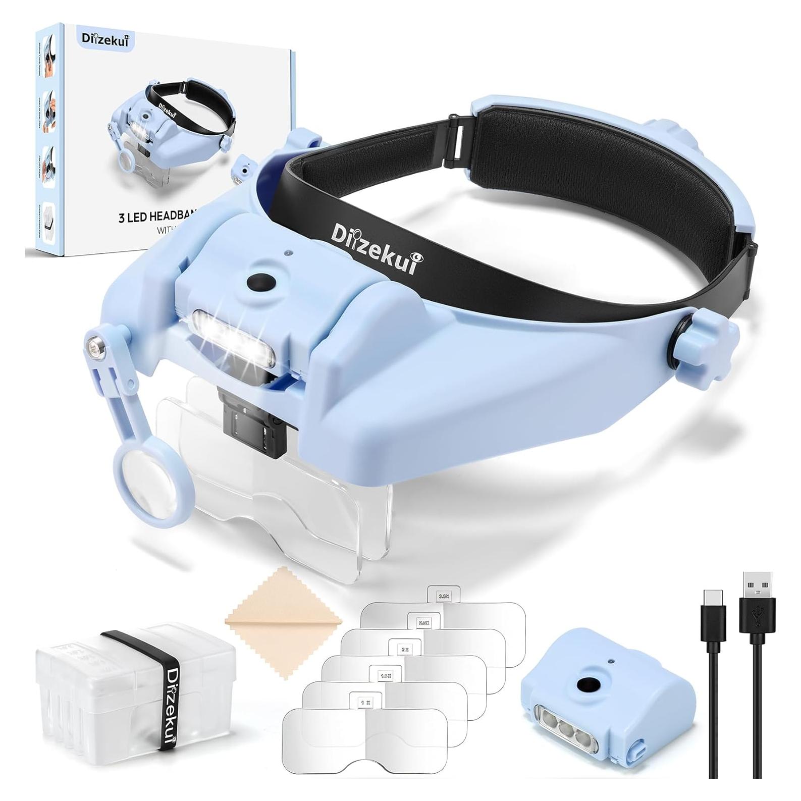 Lupa con Luz Dilzekui 14X, 5 Lentes, Batería Recargable 500mAh