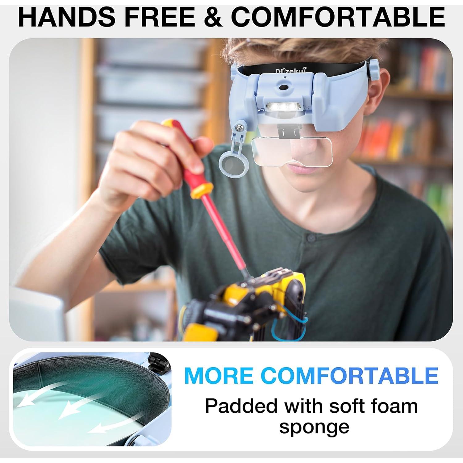 Lupa con Luz Dilzekui 14X, 5 Lentes, Batería Recargable 500mAh