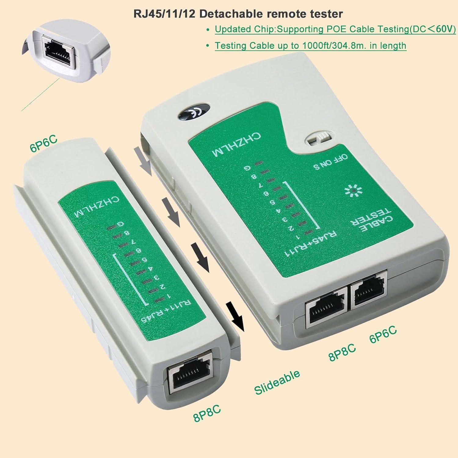 Kit Crimpador RJ45 Pasante CHZHLM con Probador y Destripador