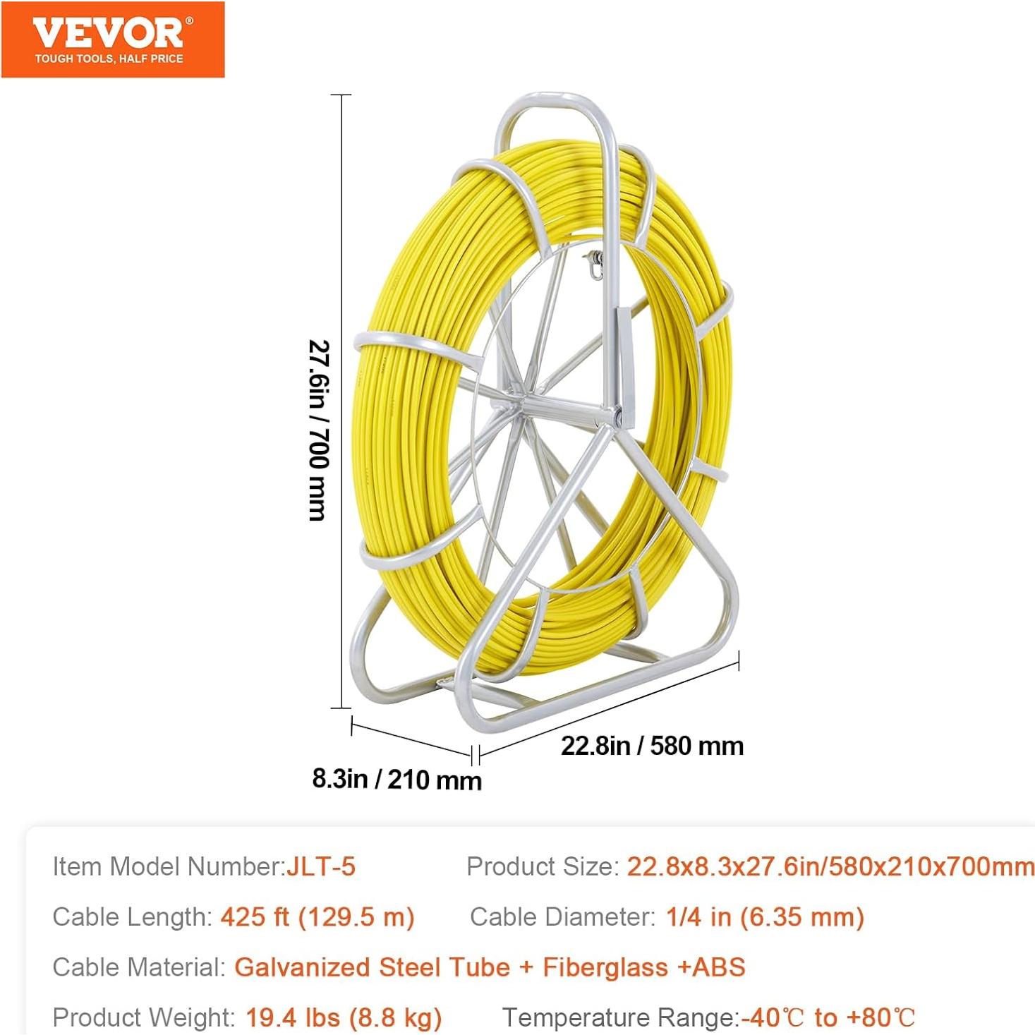 Cinta de Pescado Eléctrica VEVOR 6MM x 130M Fibra de Vidrio
