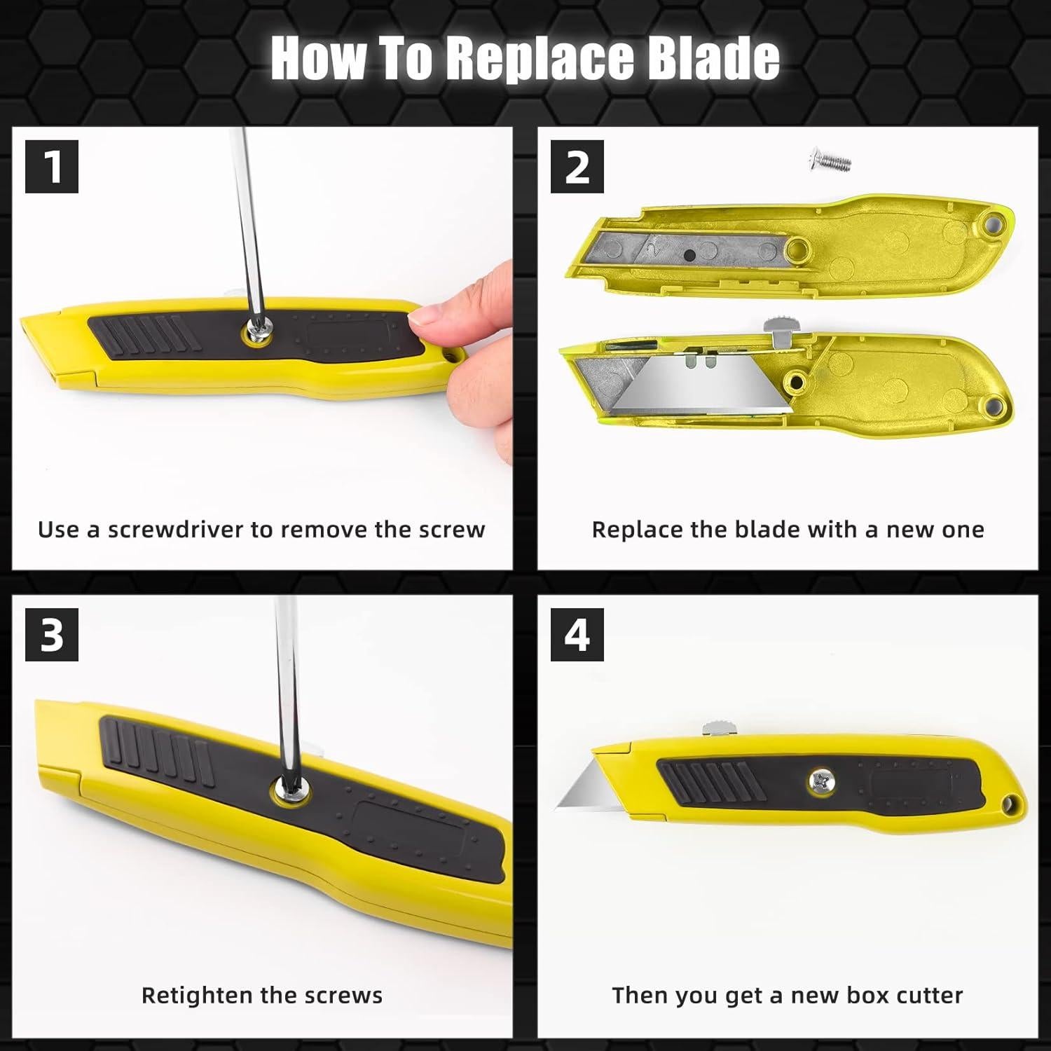 Cortadores de Caja DIYSELF 2 Piezas Amarillo Retráctil