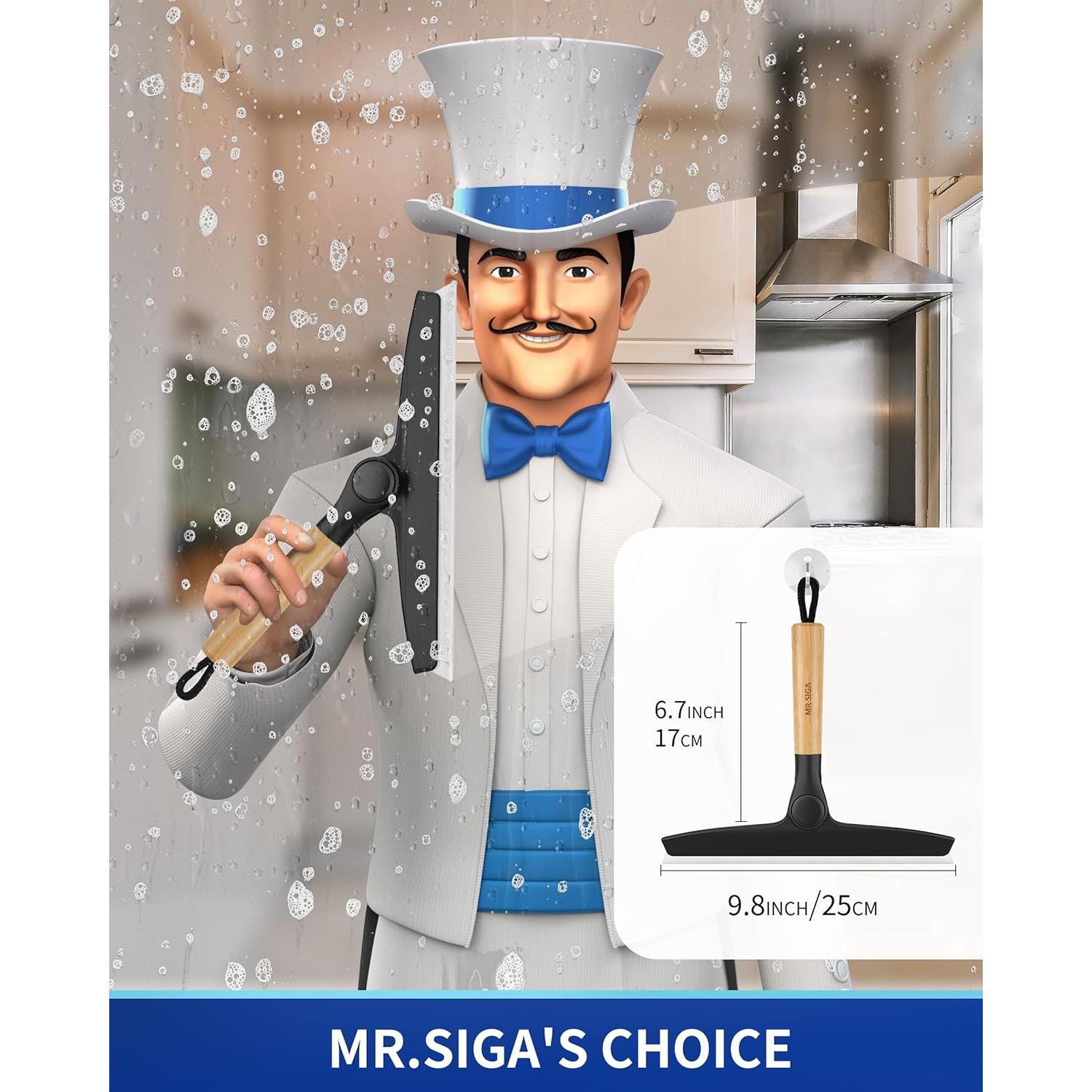 Limpiador de Silicona MR.SIGA 25.4 cm Mango de Bambú Negro