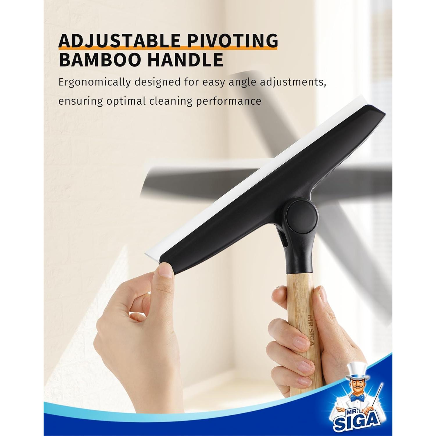 Limpiador de Silicona MR.SIGA 25.4 cm Mango de Bambú Negro