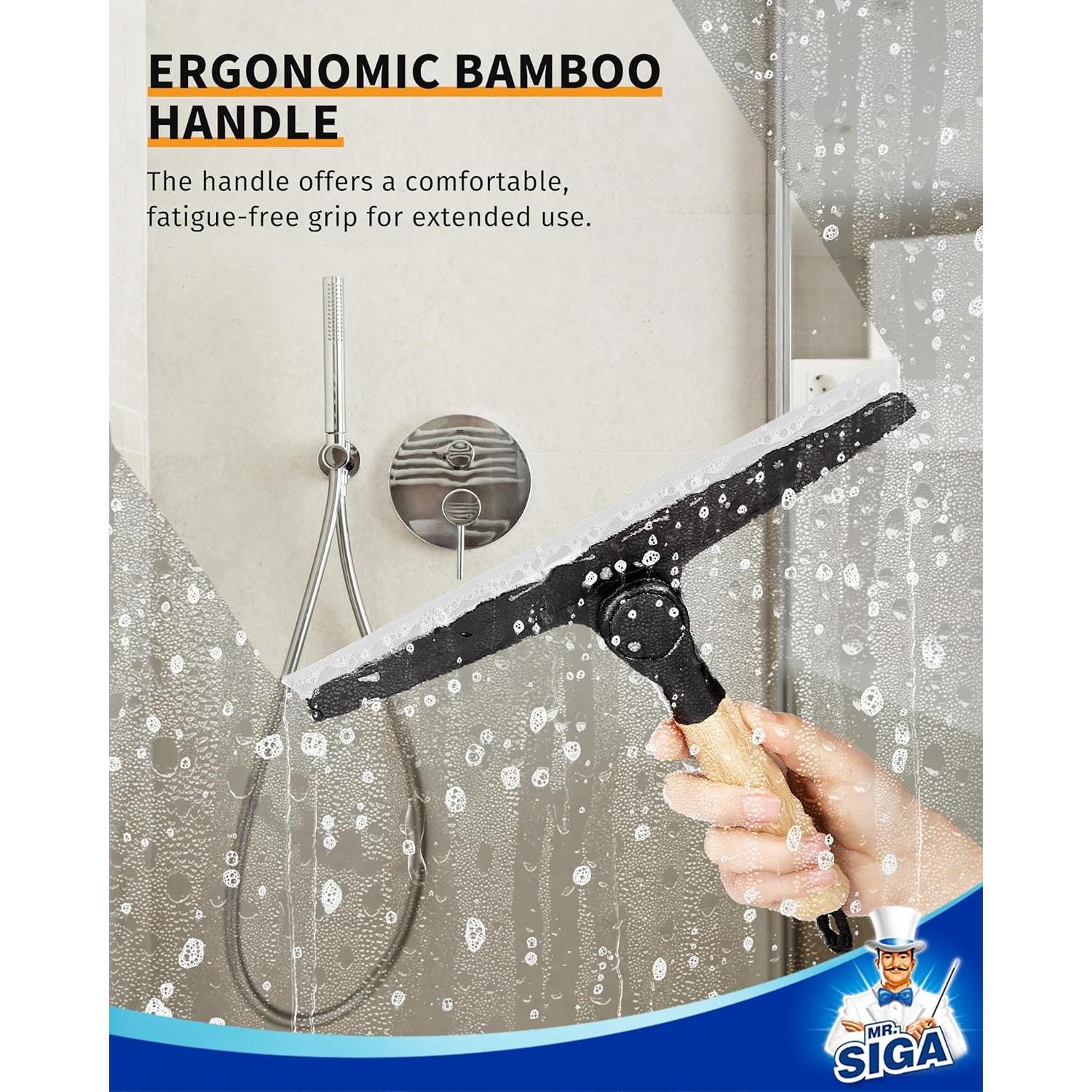 Limpiador de Silicona MR.SIGA 25.4 cm Mango de Bambú Negro