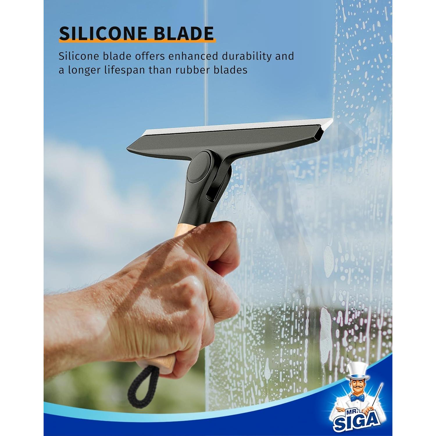 Limpiador de Silicona MR.SIGA 25.4 cm Mango de Bambú Negro