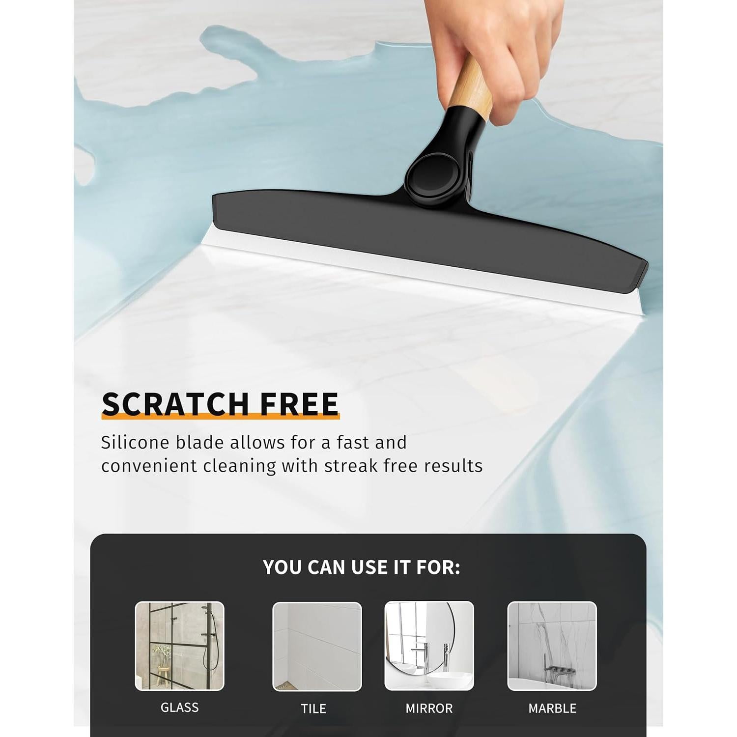 Limpiador de Silicona MR.SIGA 25.4 cm Mango de Bambú Negro