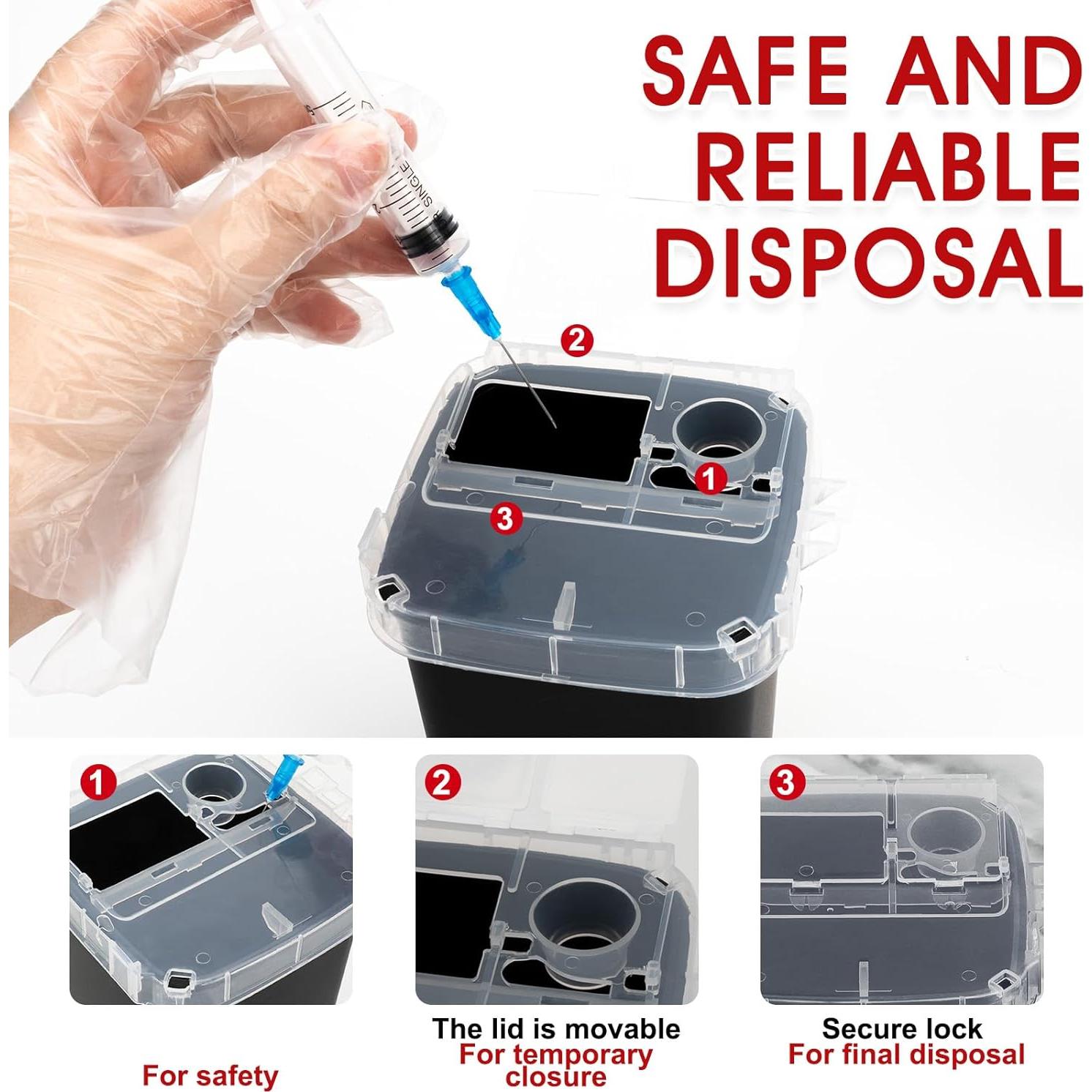 Contenedor de Agujas MITINU Negro 3 Quart Paquete de 3