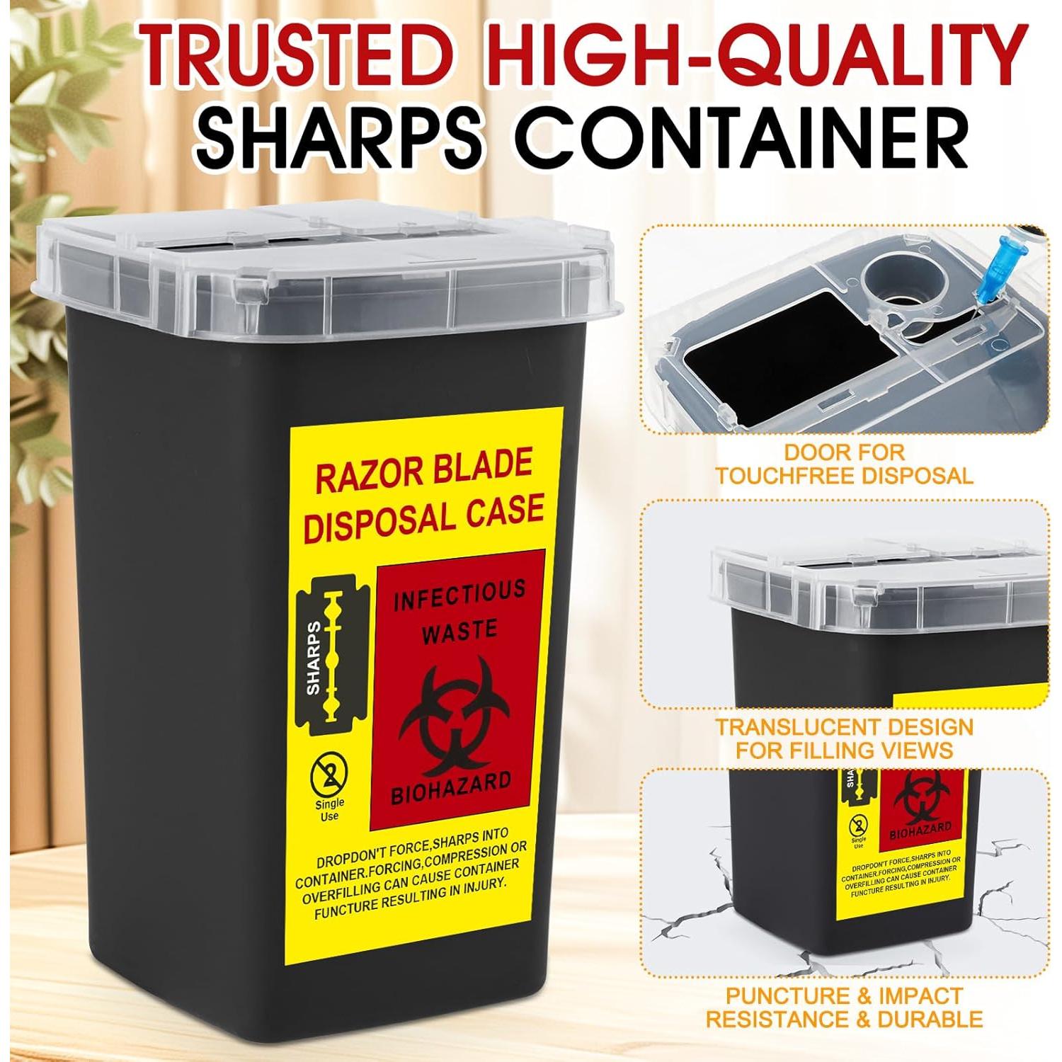 Contenedor de Agujas MITINU Negro 3 Quart Paquete de 3