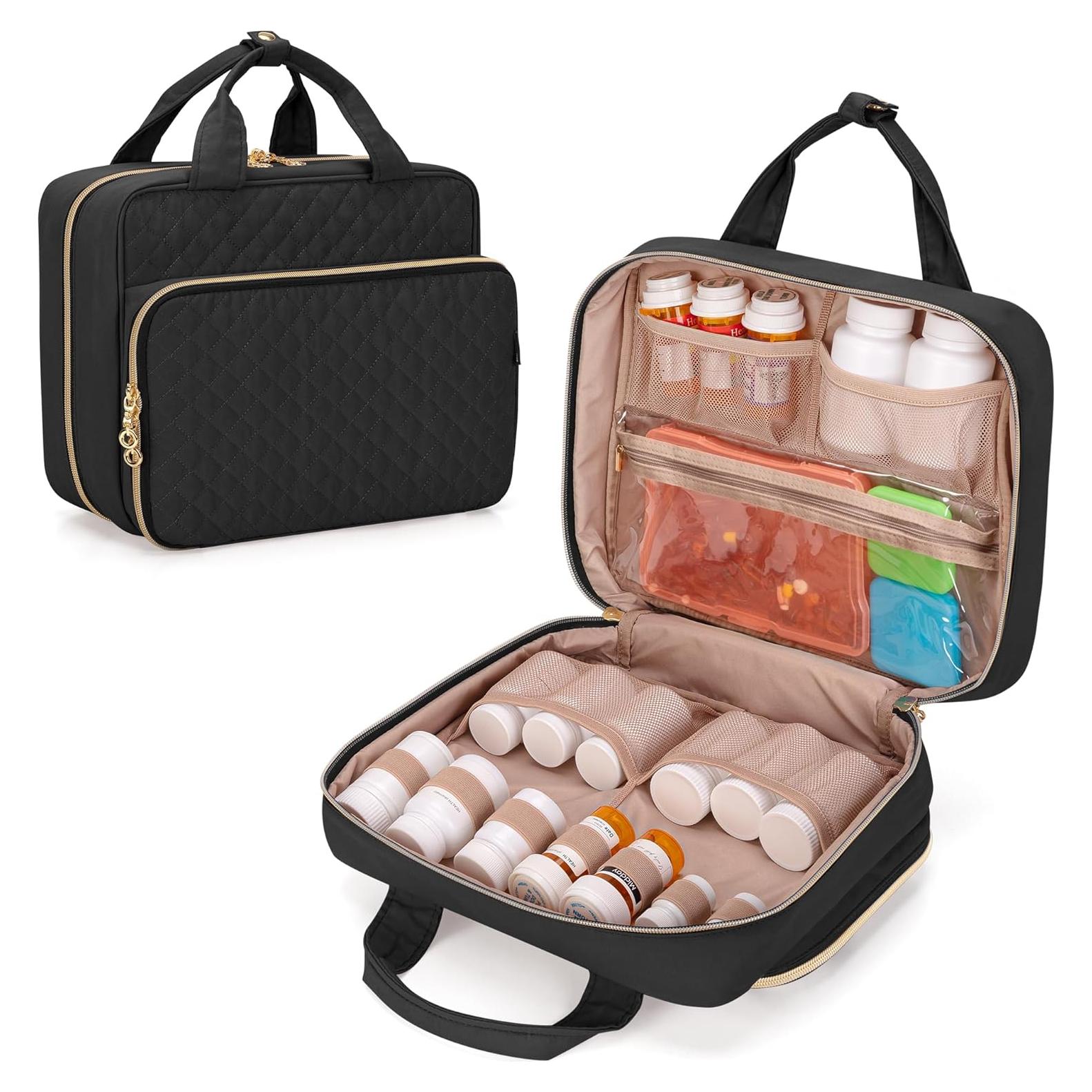 Organizador de Medicamentos de Viaje Damero Negro 30.48x11.43x25.4cm