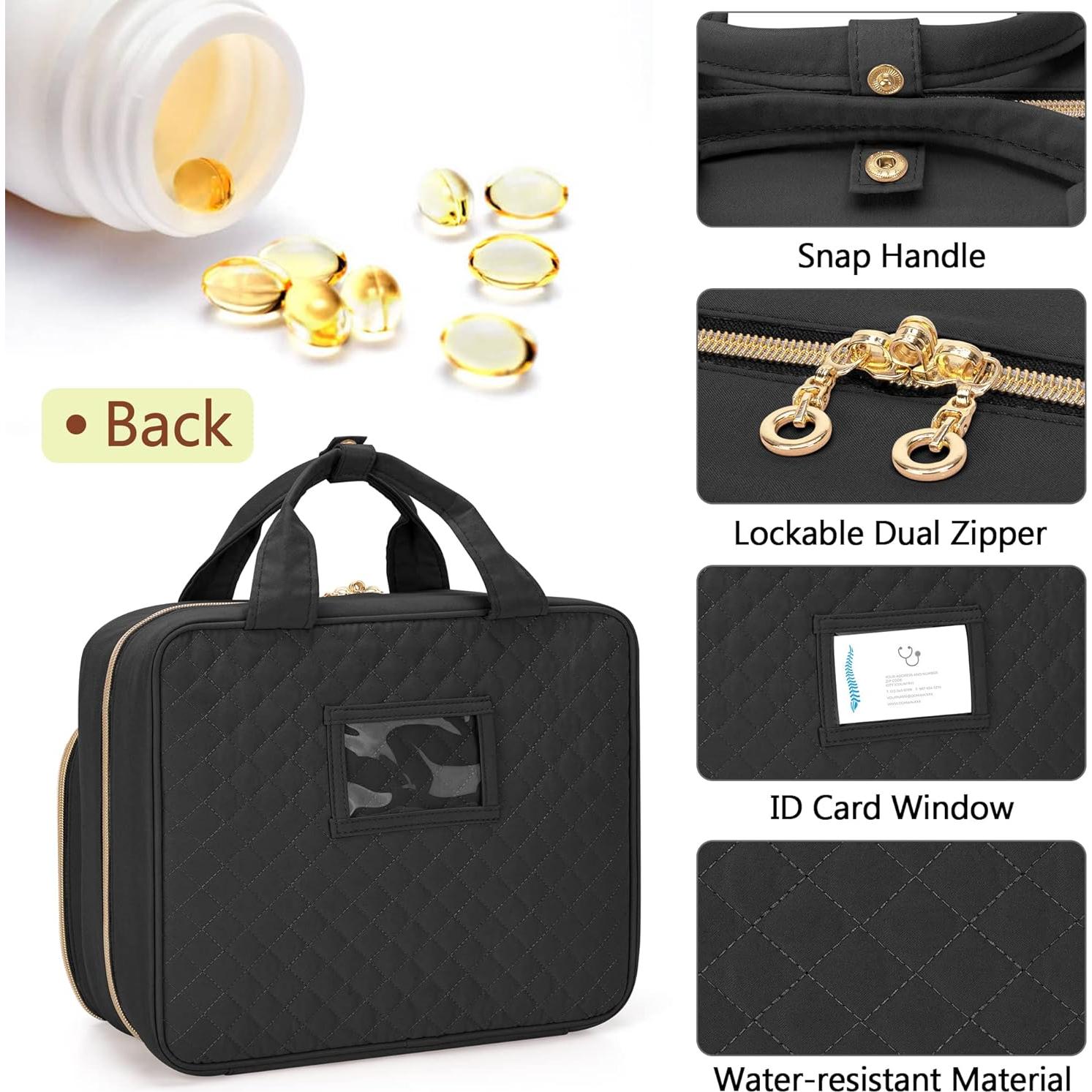 Organizador de Medicamentos de Viaje Damero Negro 30.48x11.43x25.4cm