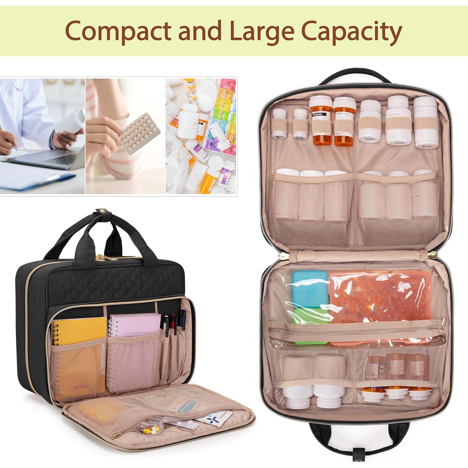 Organizador de Medicamentos de Viaje Damero Negro 30.48x11.43x25.4cm