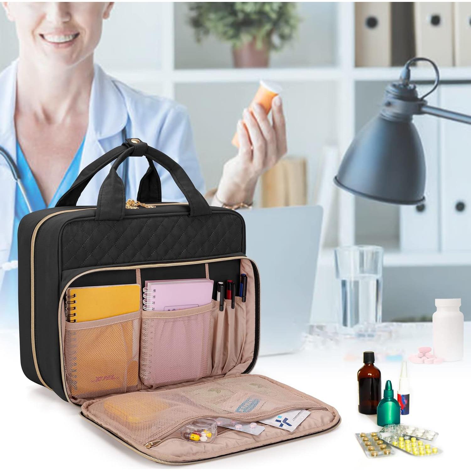 Organizador de Medicamentos de Viaje Damero Negro 30.48x11.43x25.4cm
