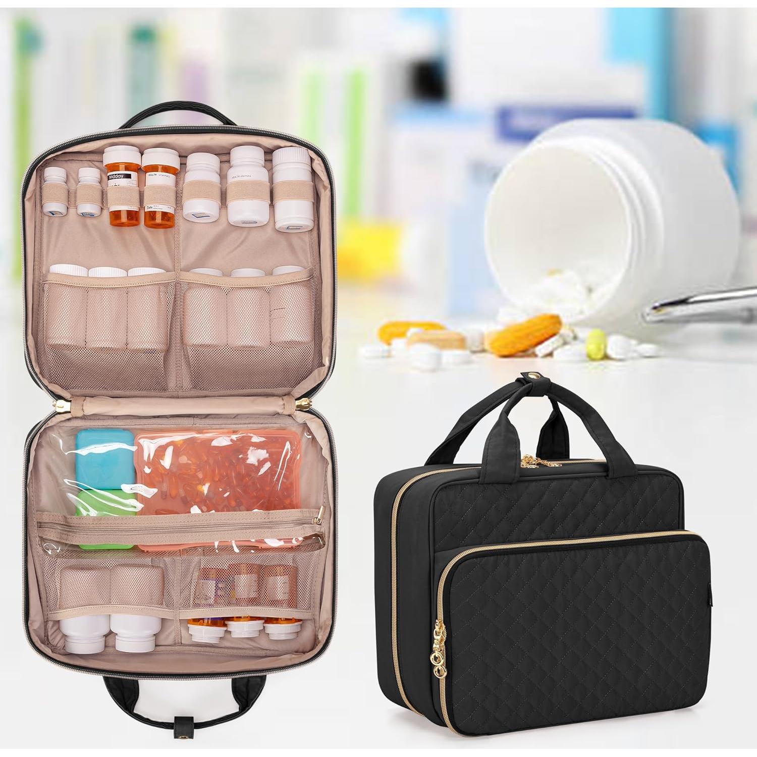 Organizador de Medicamentos de Viaje Damero Negro 30.48x11.43x25.4cm