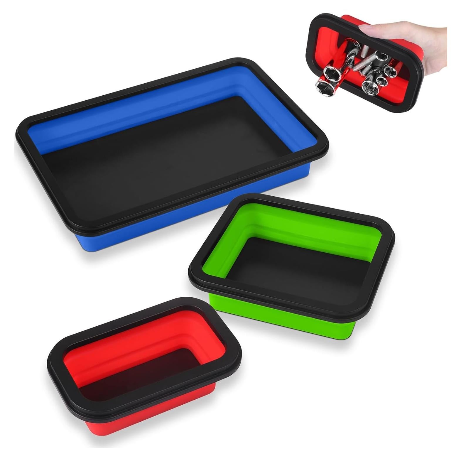 Juego de Bandejas Magnéticas Plegables Jebousike 3 Piezas Silicona