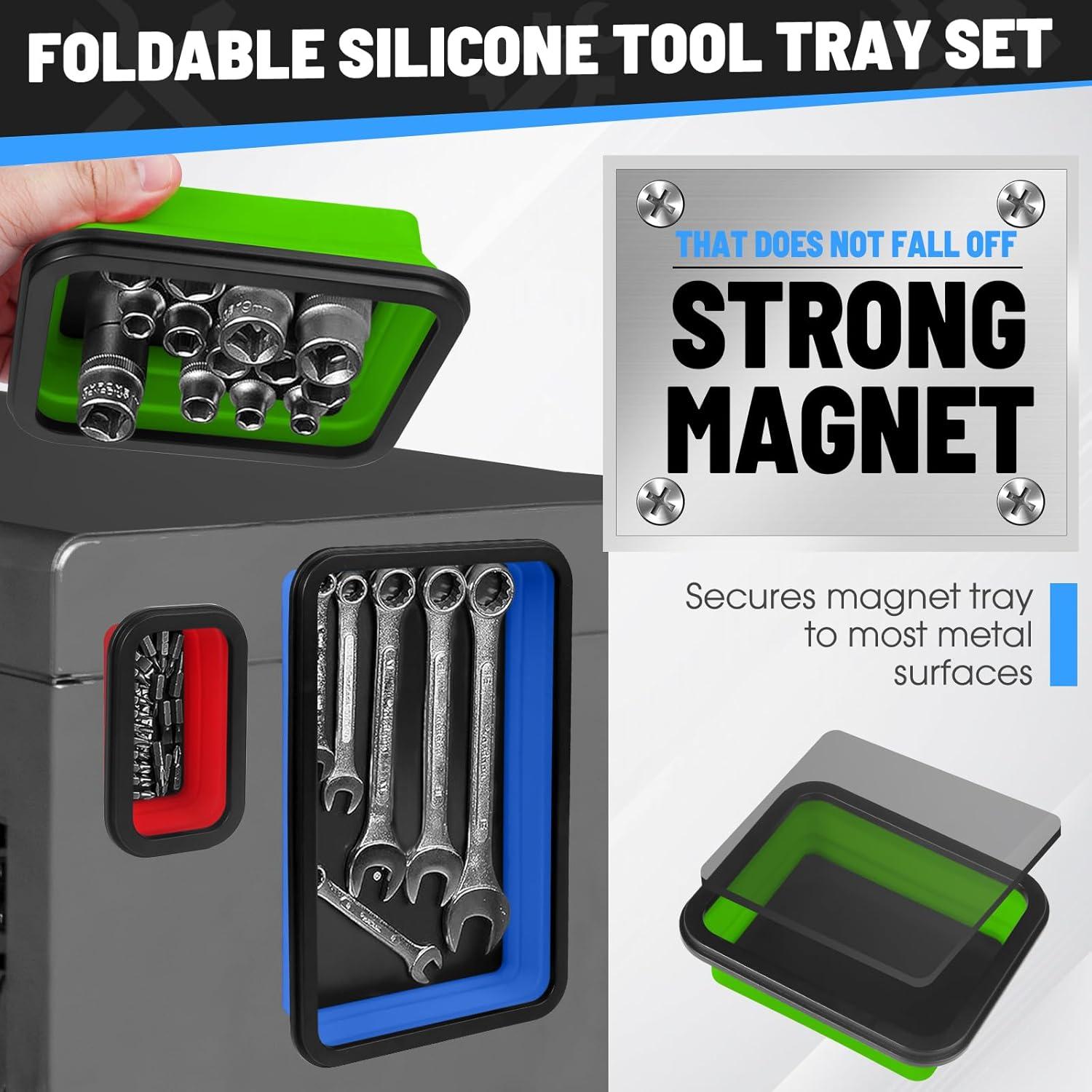 Juego de Bandejas Magnéticas Plegables Jebousike 3 Piezas Silicona