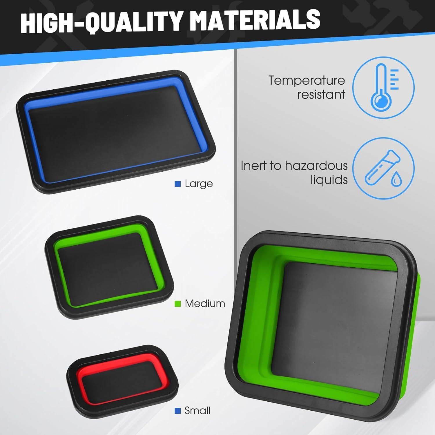 Juego de Bandejas Magnéticas Plegables Jebousike 3 Piezas Silicona