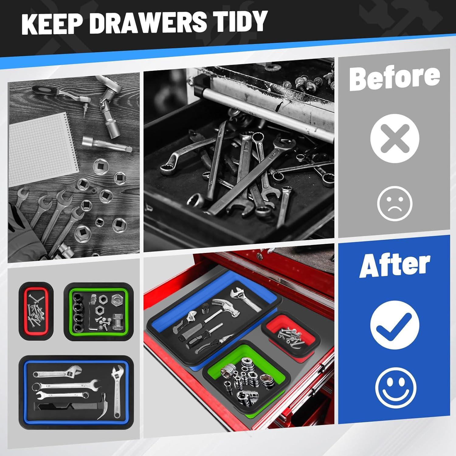 Juego de Bandejas Magnéticas Plegables Jebousike 3 Piezas Silicona