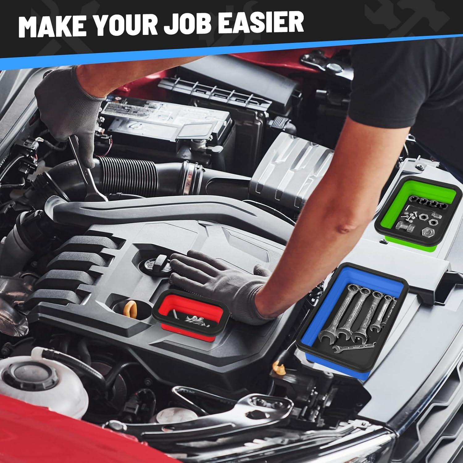 Juego de Bandejas Magnéticas Plegables Jebousike 3 Piezas Silicona