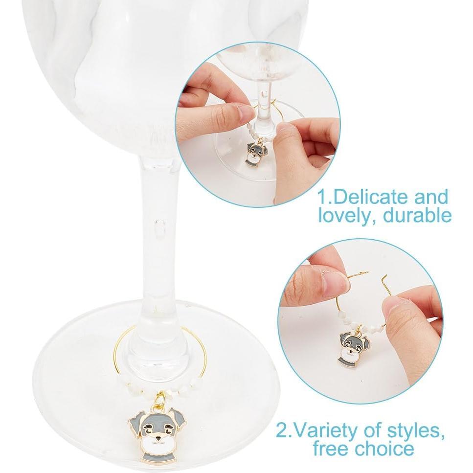 Encantos de Vino GOMAKERER - 16 Piezas Diseño Perro Colorido