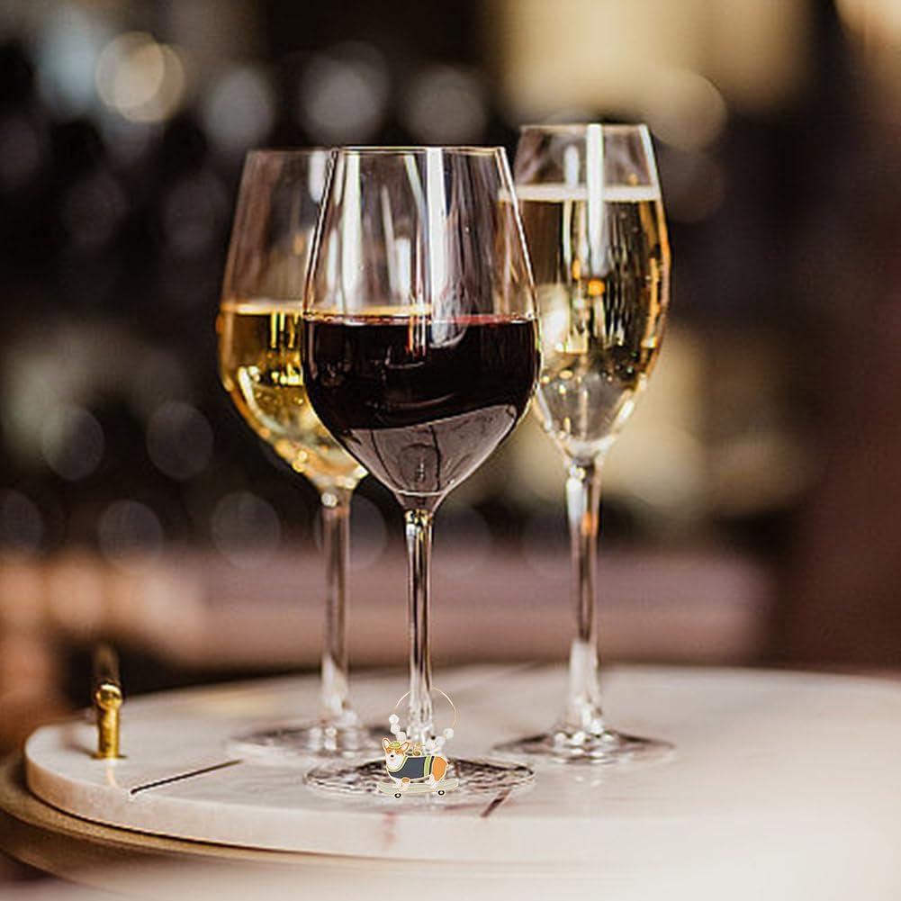 Encantos de Vino GOMAKERER - 16 Piezas Diseño Perro Colorido