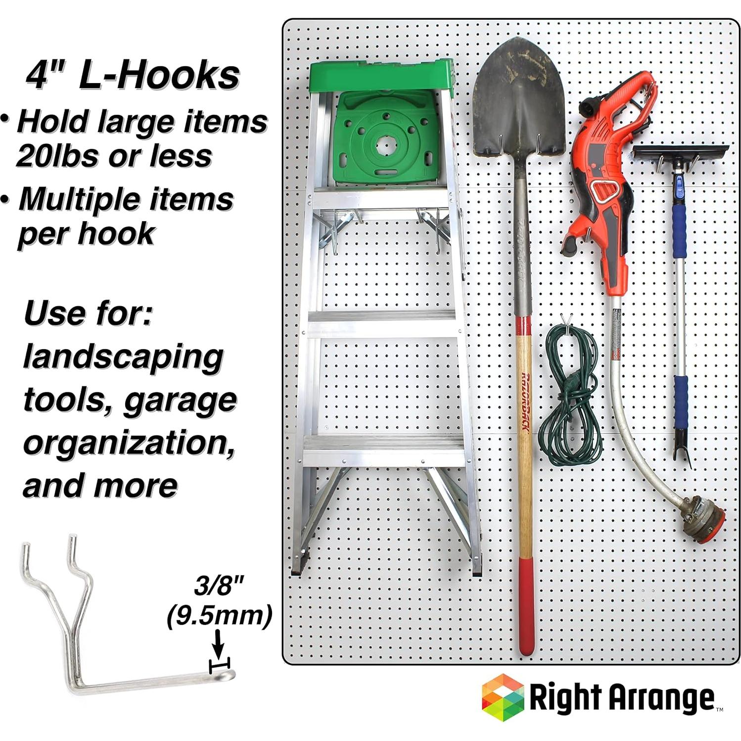 Ganchos de Pegboard de Acero Right Arrange 60-Pack 1-2-4"
